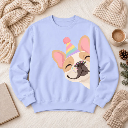 Custom Frenchie Birthday Party Unisex Sweatshirt Hydrangea