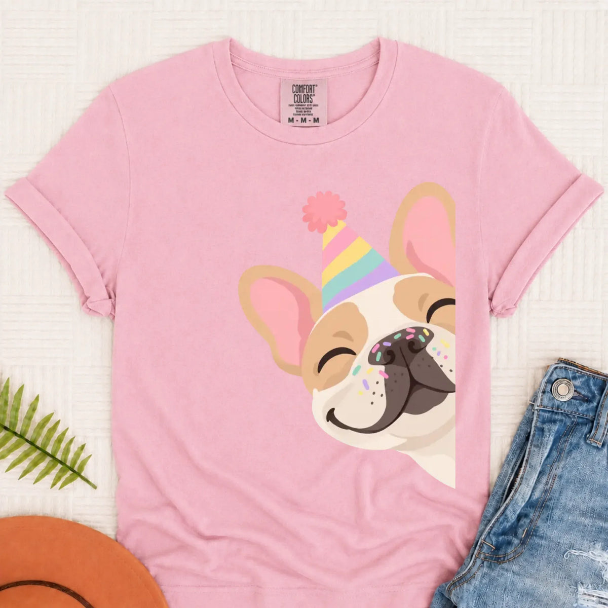 Custom Frenchie Birthday Party Unisex TShirt Blossom