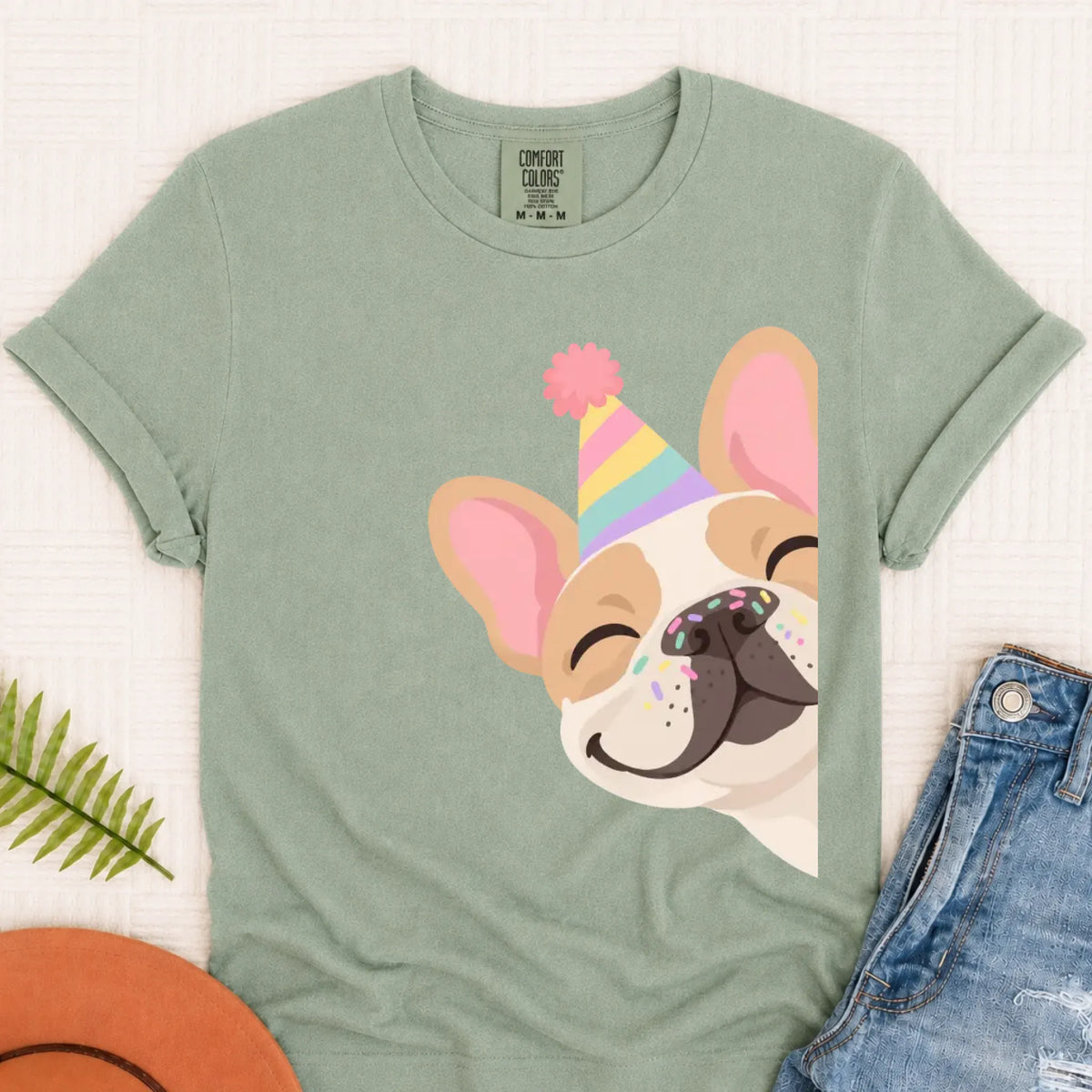 Custom Frenchie Birthday Party Unisex TShirt Bay