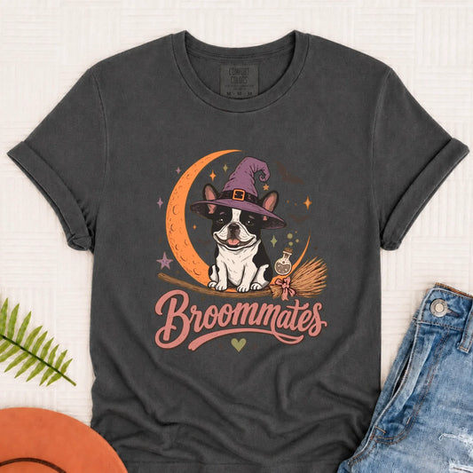 Custom Frenchie Broommates Halloween Unisex Tshirt Pepper