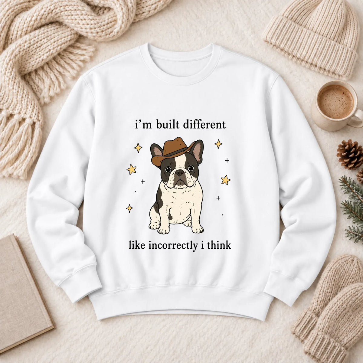 Customizer 1466 LW Sweatshirt Light / White / S Custom Frenchie Built Different Unisex Sweatshirt
