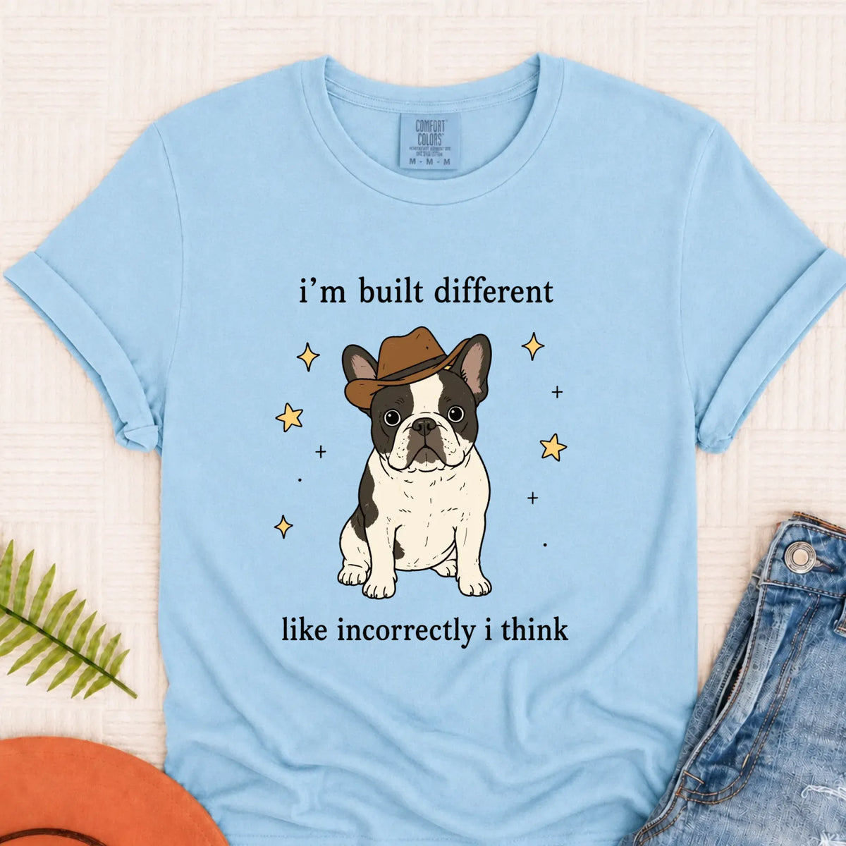 Customizer Monster Light 1717 / Chambray / S Custom Frenchie Built Different Unisex TShirt