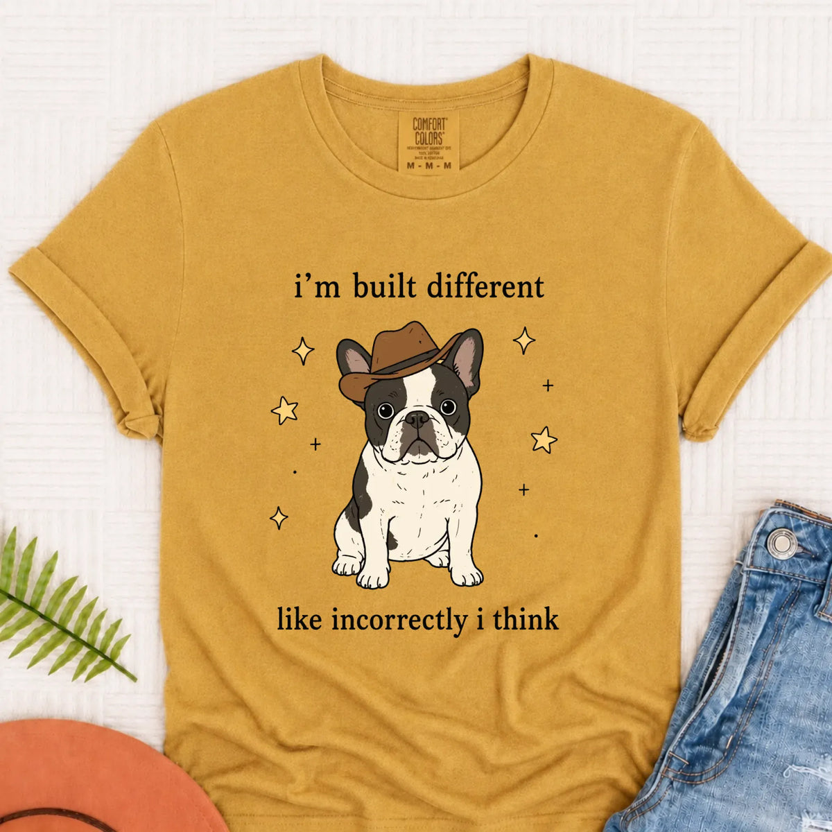 Customizer Monster Light 1717 / Mustard / S Custom Frenchie Built Different Unisex TShirt