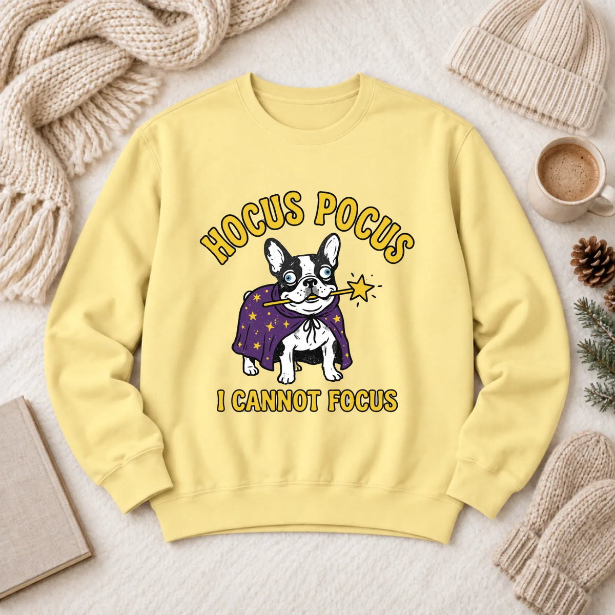 Custom Frenchie Bulldog ADHD Hocus Pocus Unisex Sweatshirt Butter