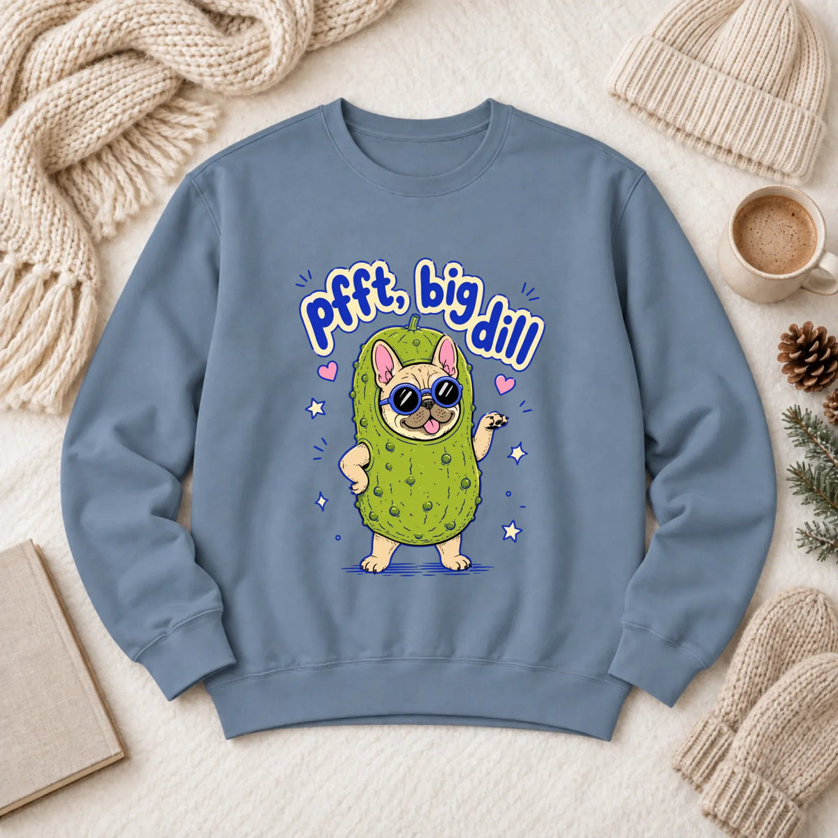 Customizer 1466 LW Sweatshirt Dark / Blue Jean / M Custom Frenchie Bulldog Big Dill Pickle Unisex Sweatshirt