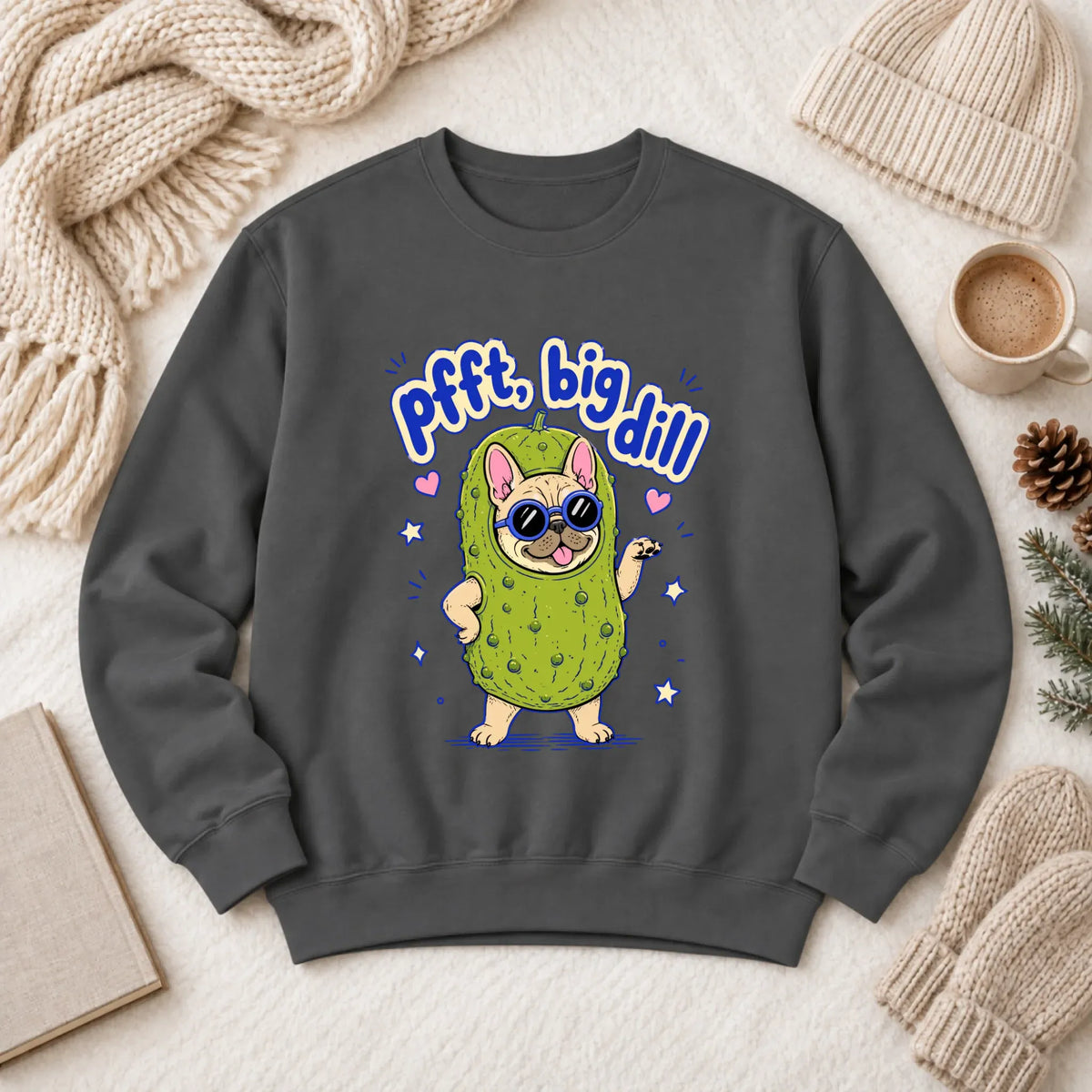 Customizer 1466 LW Sweatshirt Dark / Pepper / S Custom Frenchie Bulldog Big Dill Pickle Unisex Sweatshirt