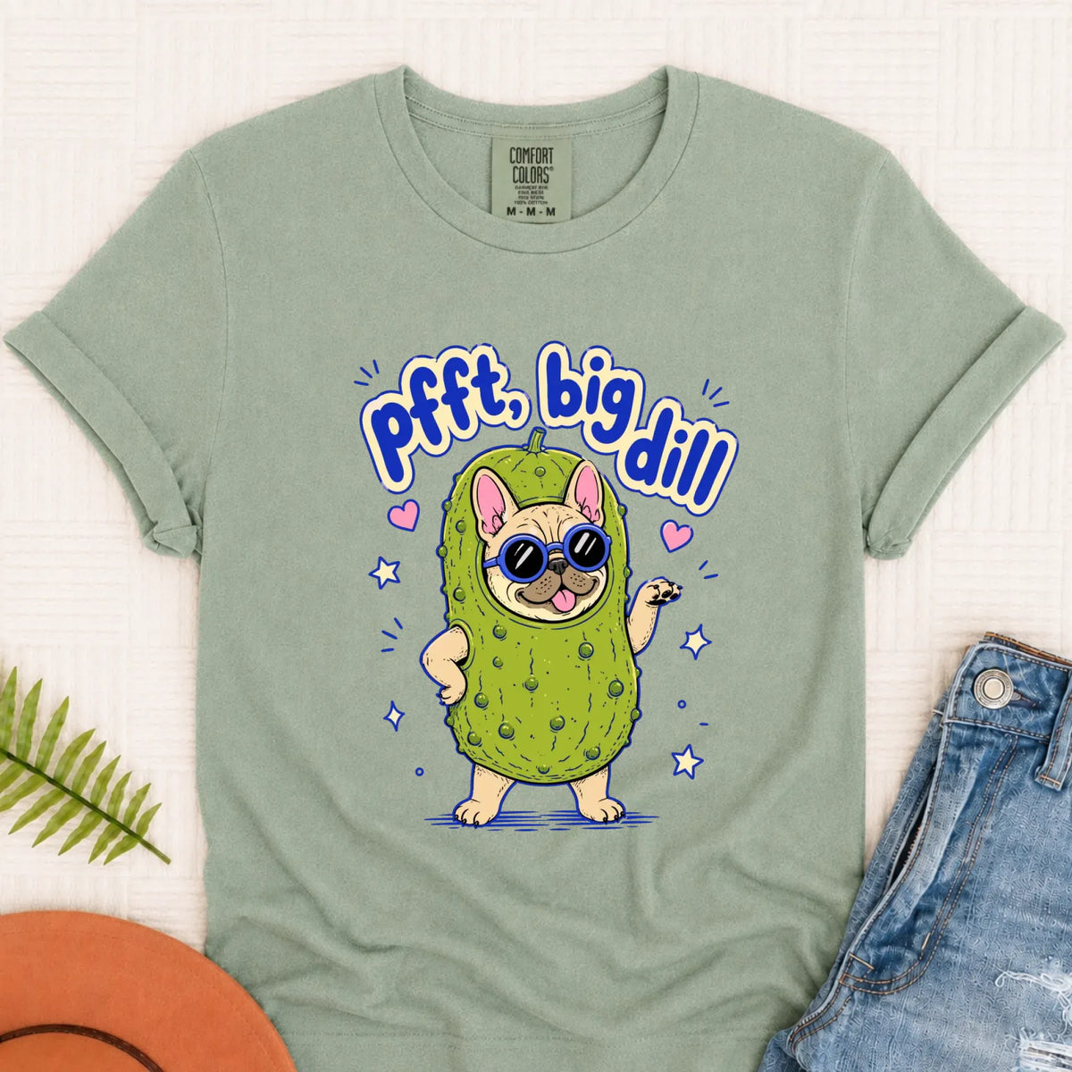 Customizer Monster Light 1717 / Bay / S Custom Frenchie Bulldog Big Dill Pickle Unisex TShirt