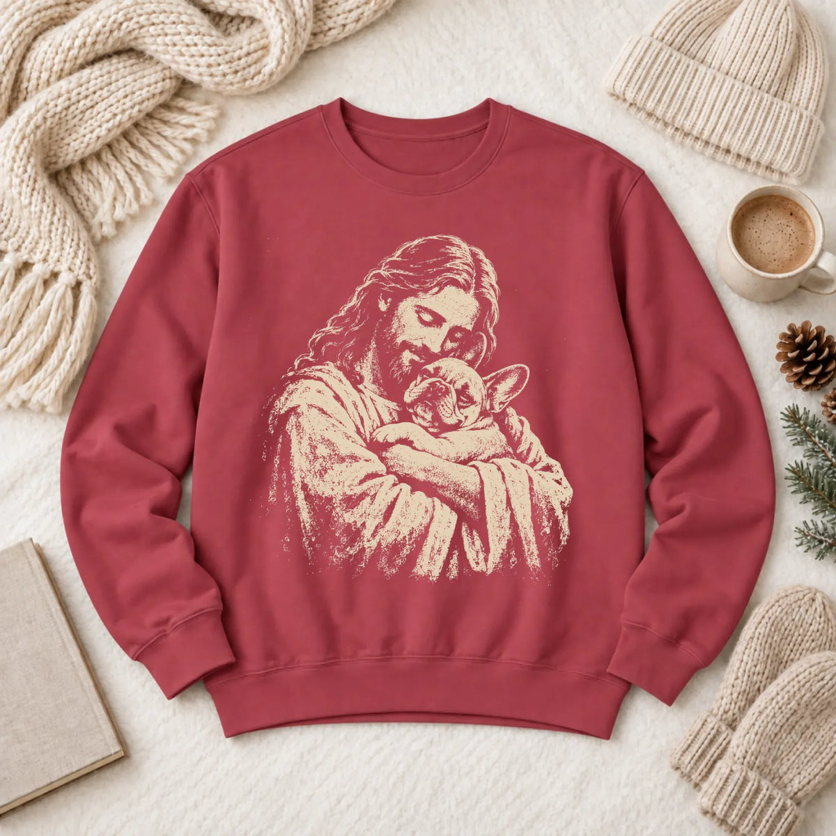 Sweatshirt Crimson / S Custom Frenchie Bulldog Christian Unisex Sweatshirt