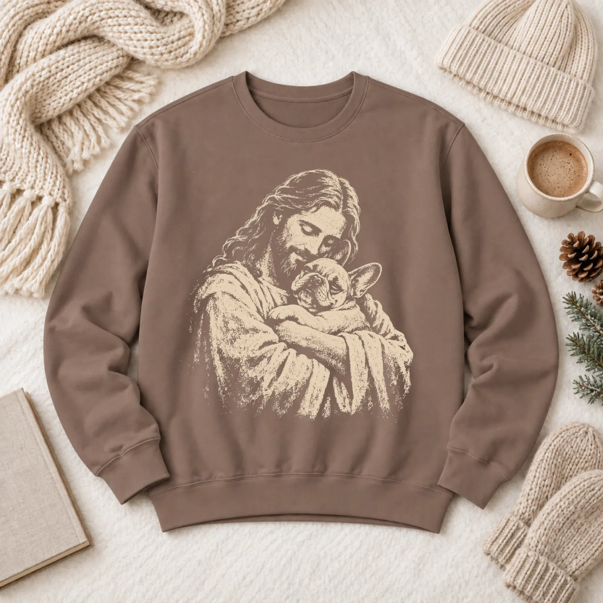 Sweatshirt Espresso / S Custom Frenchie Bulldog Christian Unisex Sweatshirt