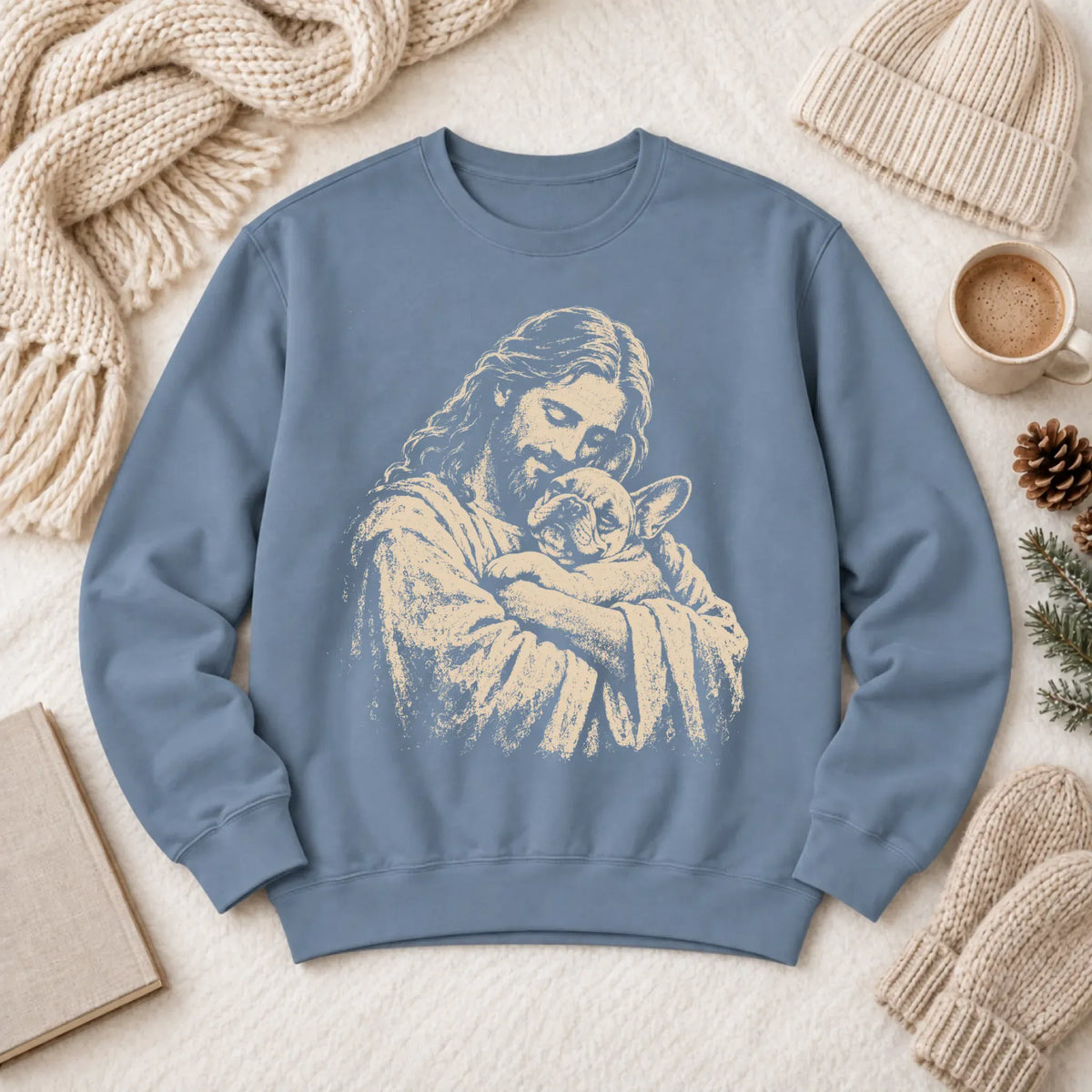 Sweatshirt Blue Jean / M Custom Frenchie Bulldog Christian Unisex Sweatshirt