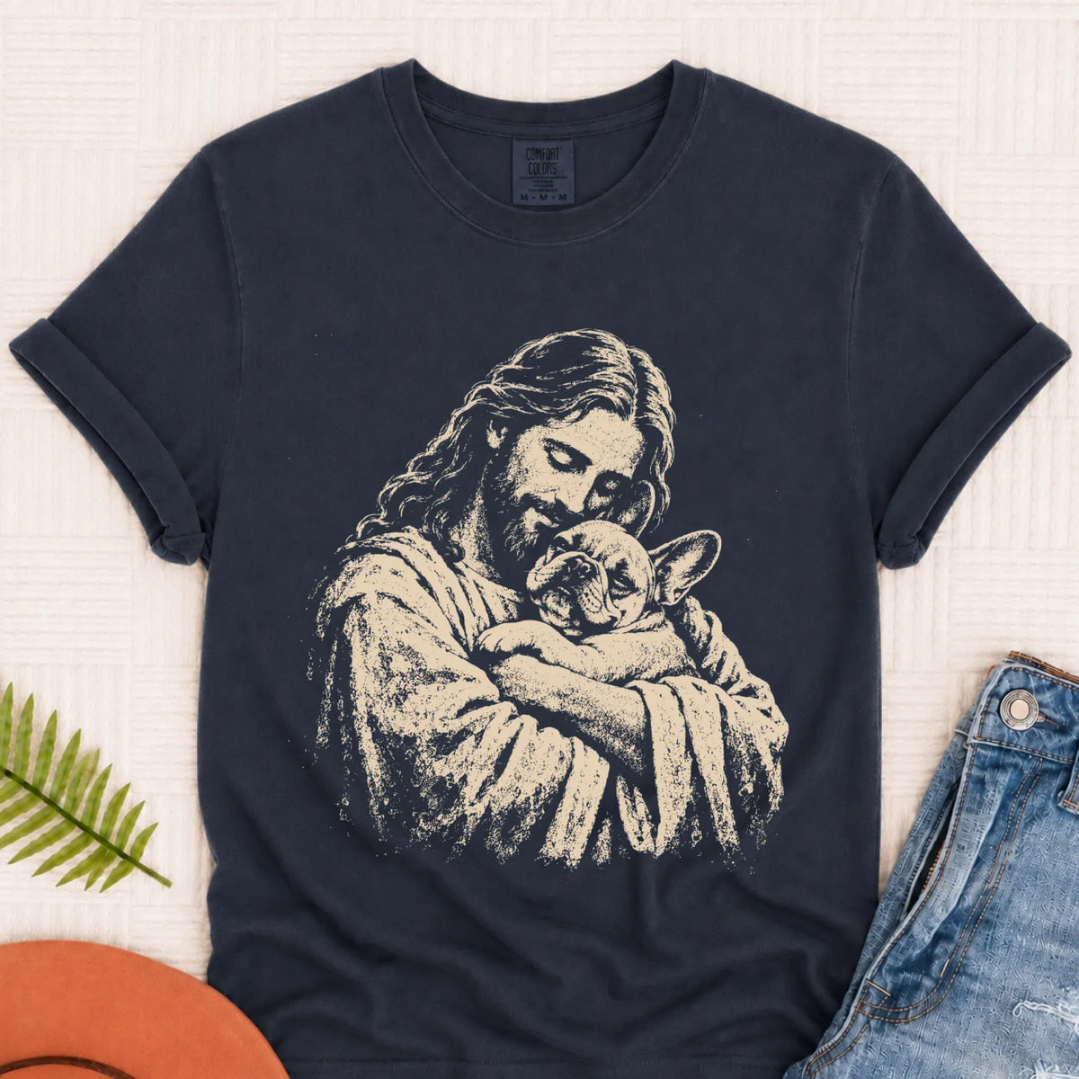 T-Shirt Navy / S Custom Frenchie Bulldog Christian Unisex TShirt