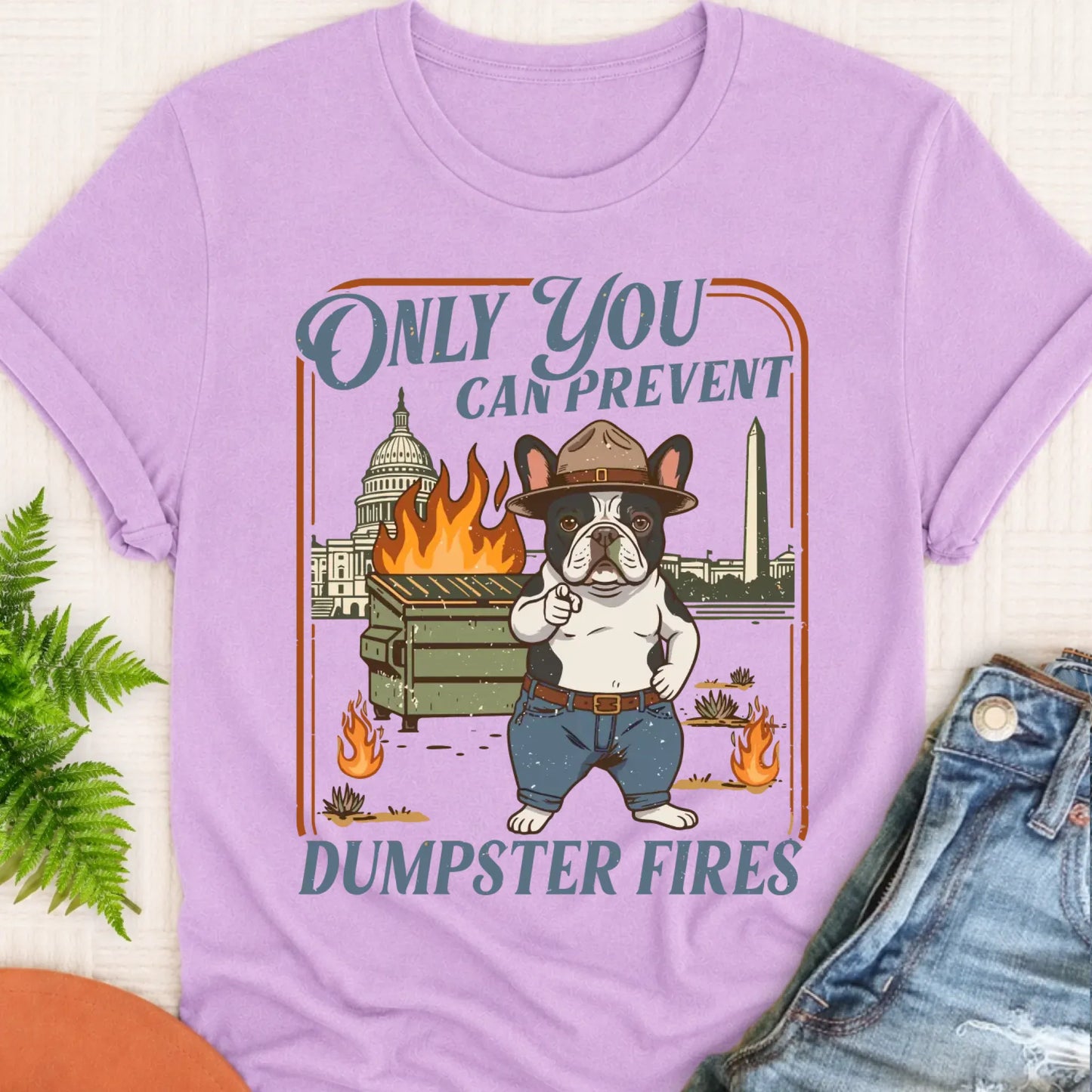T-Shirt Orchid / S Custom Frenchie Bulldog Dumpster Fires Unisex Tshirt