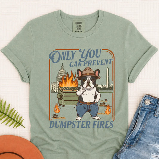 Custom Frenchie Bulldog Dumpster Fires Unisex Tshirt Bay
