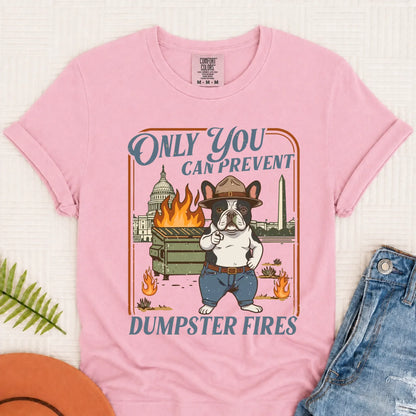 Custom Frenchie Bulldog Dumpster Fires Unisex Tshirt Blossom