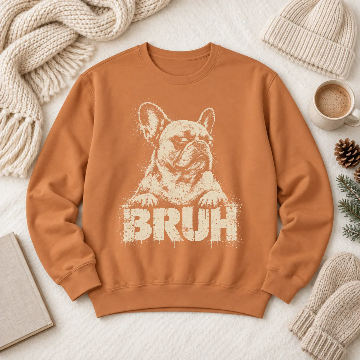 Sweatshirt Yam / S Custom Frenchie Bulldog Funny Bruh Unisex Sweatshirt