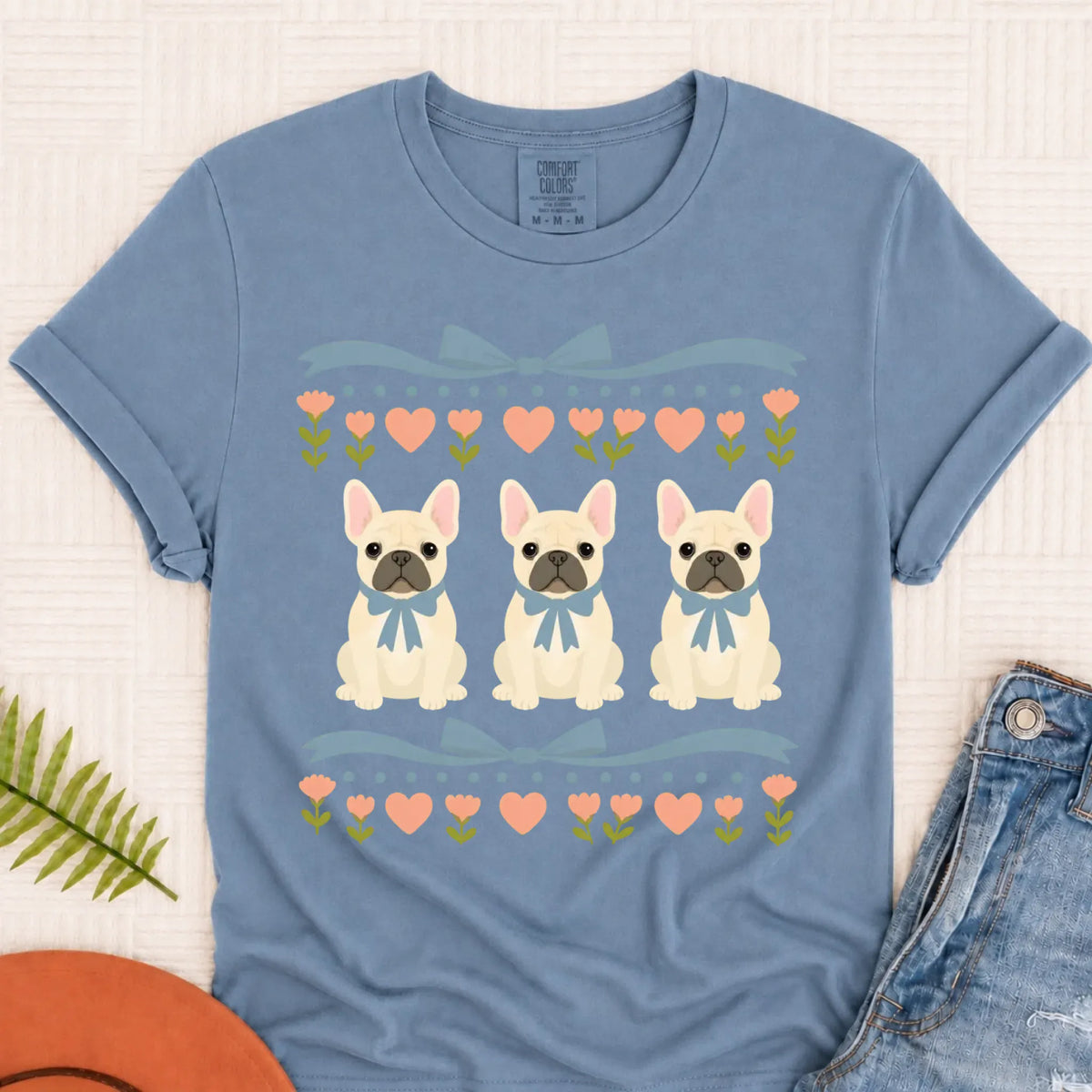 Custom Frenchie Bulldog Grandma Unisex TShirt Blue Jean