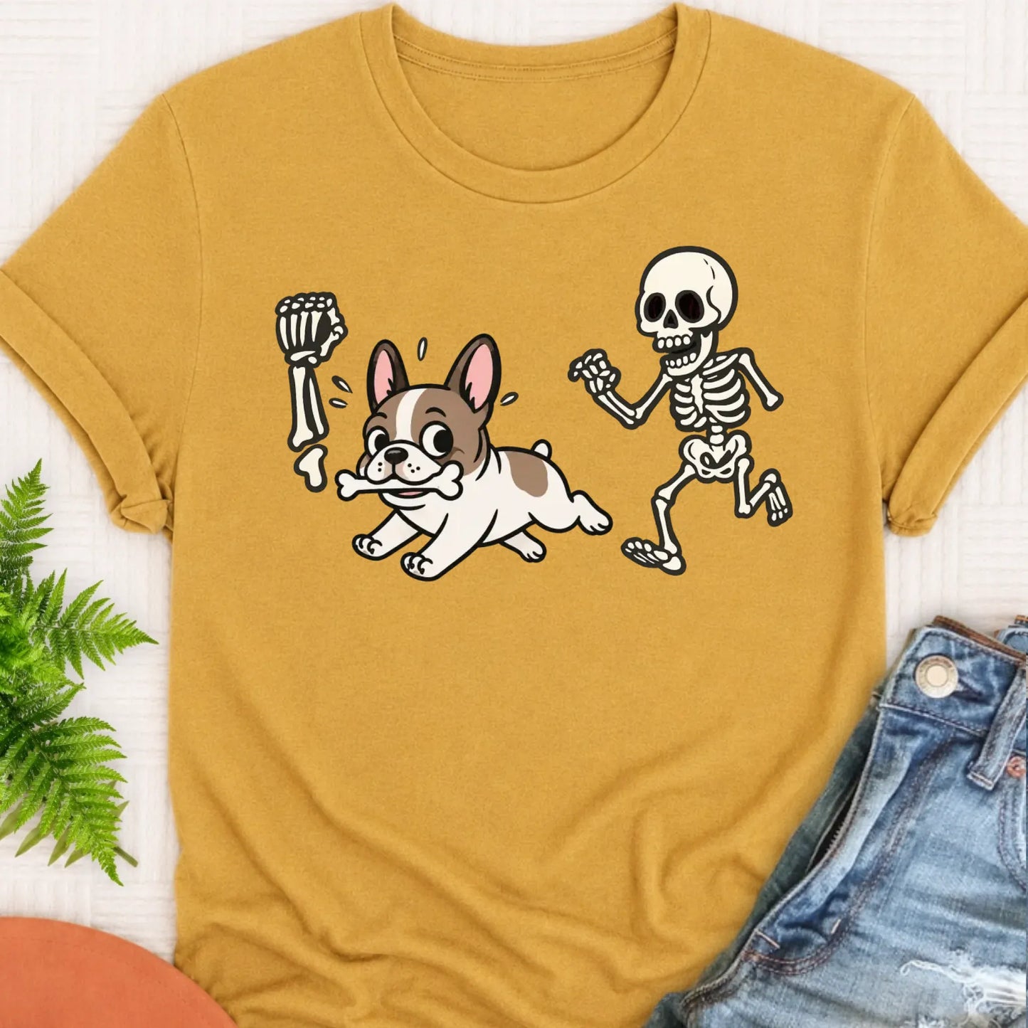 T-Shirt Mustard / S Custom Frenchie Bulldog Grave Robber Unisex TShirt