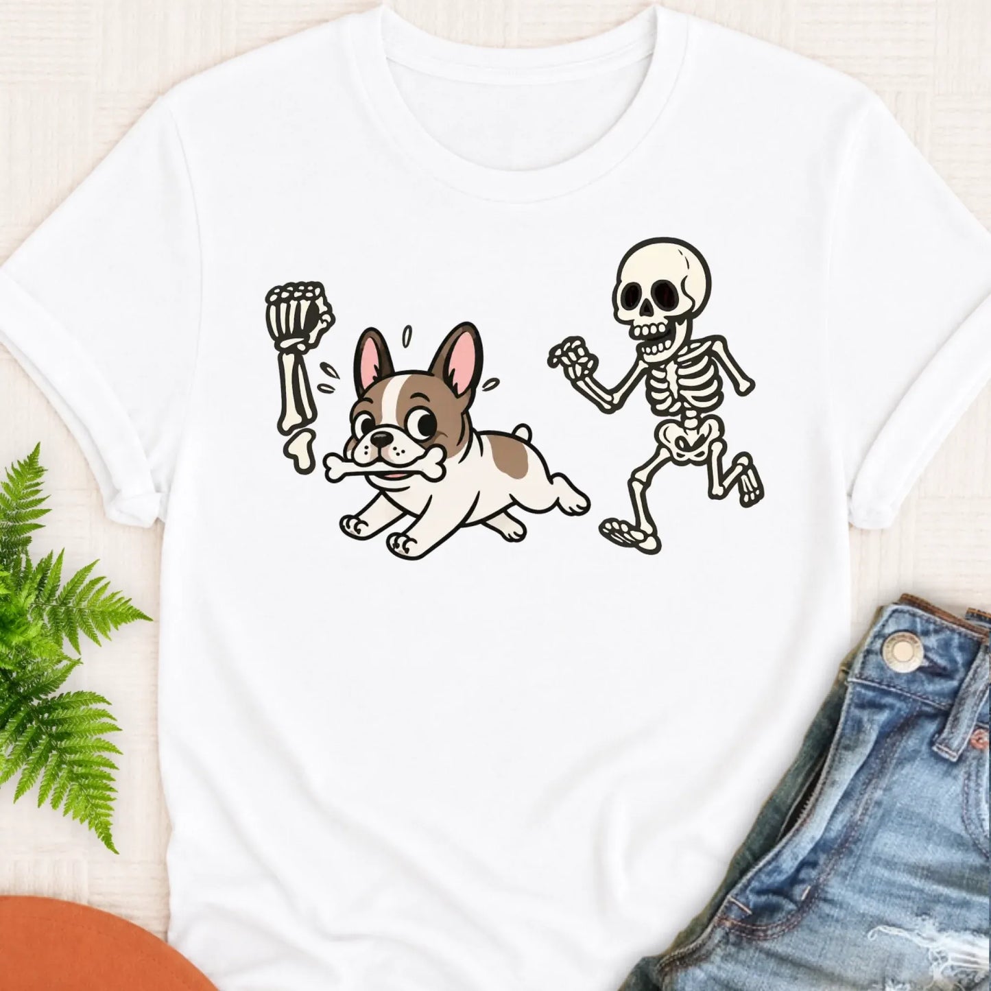 T-Shirt White / S Custom Frenchie Bulldog Grave Robber Unisex TShirt
