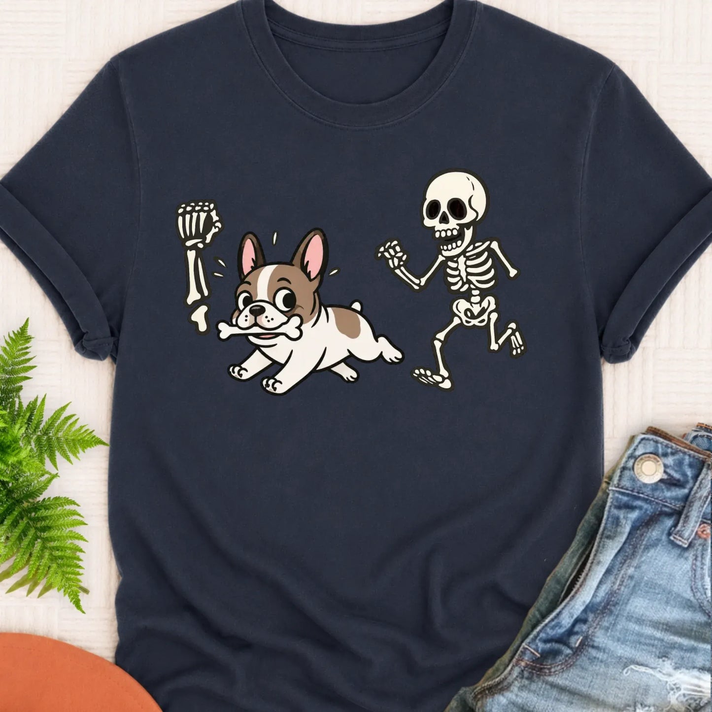 T-Shirt Navy / S Custom Frenchie Bulldog Grave Robber Unisex TShirt