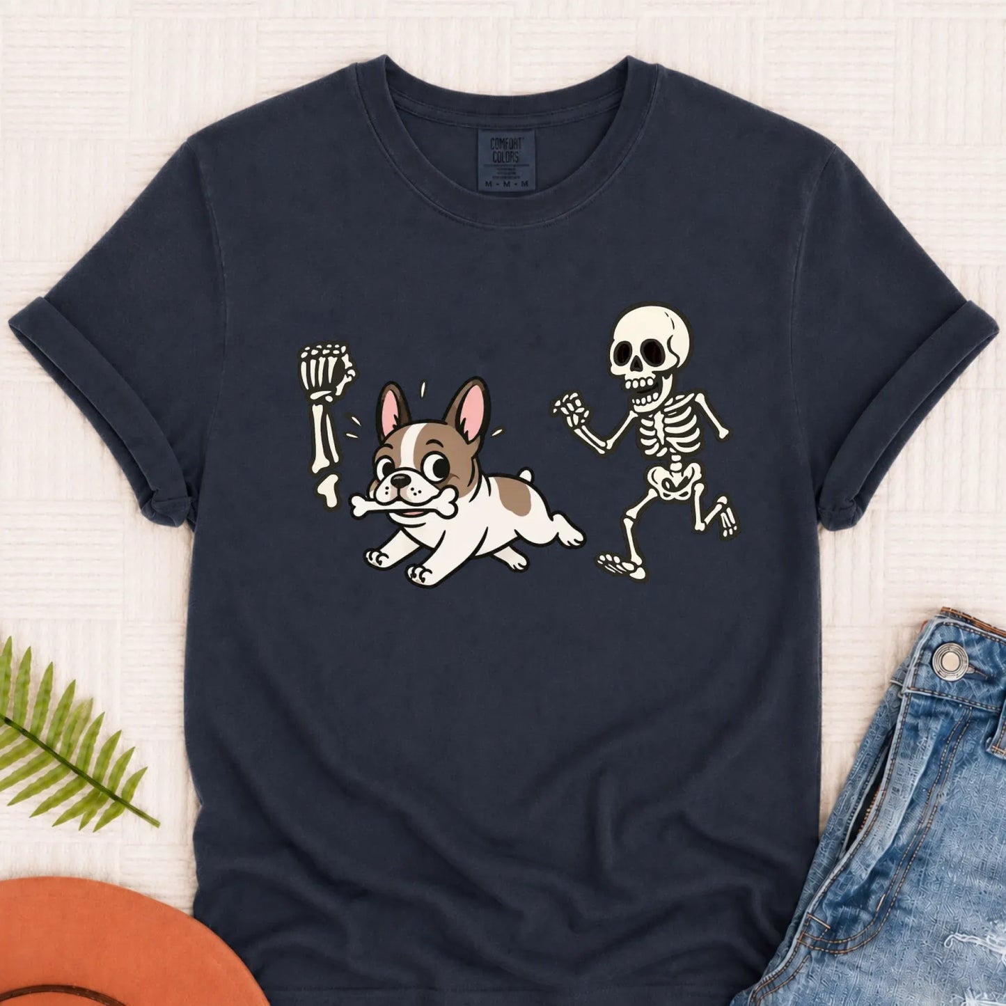 Custom Frenchie Bulldog Grave Robber Unisex TShirt Navy