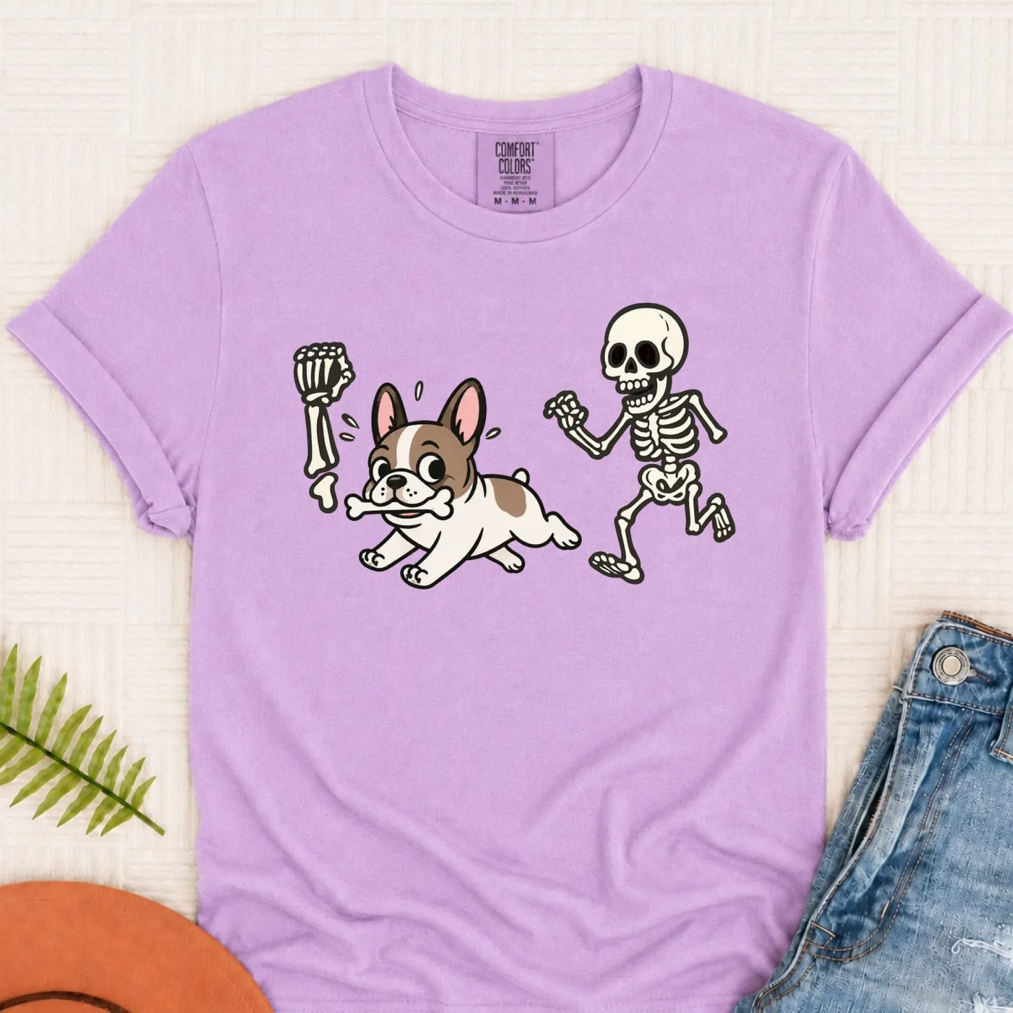 Custom Frenchie Bulldog Grave Robber Unisex TShirt Orchid