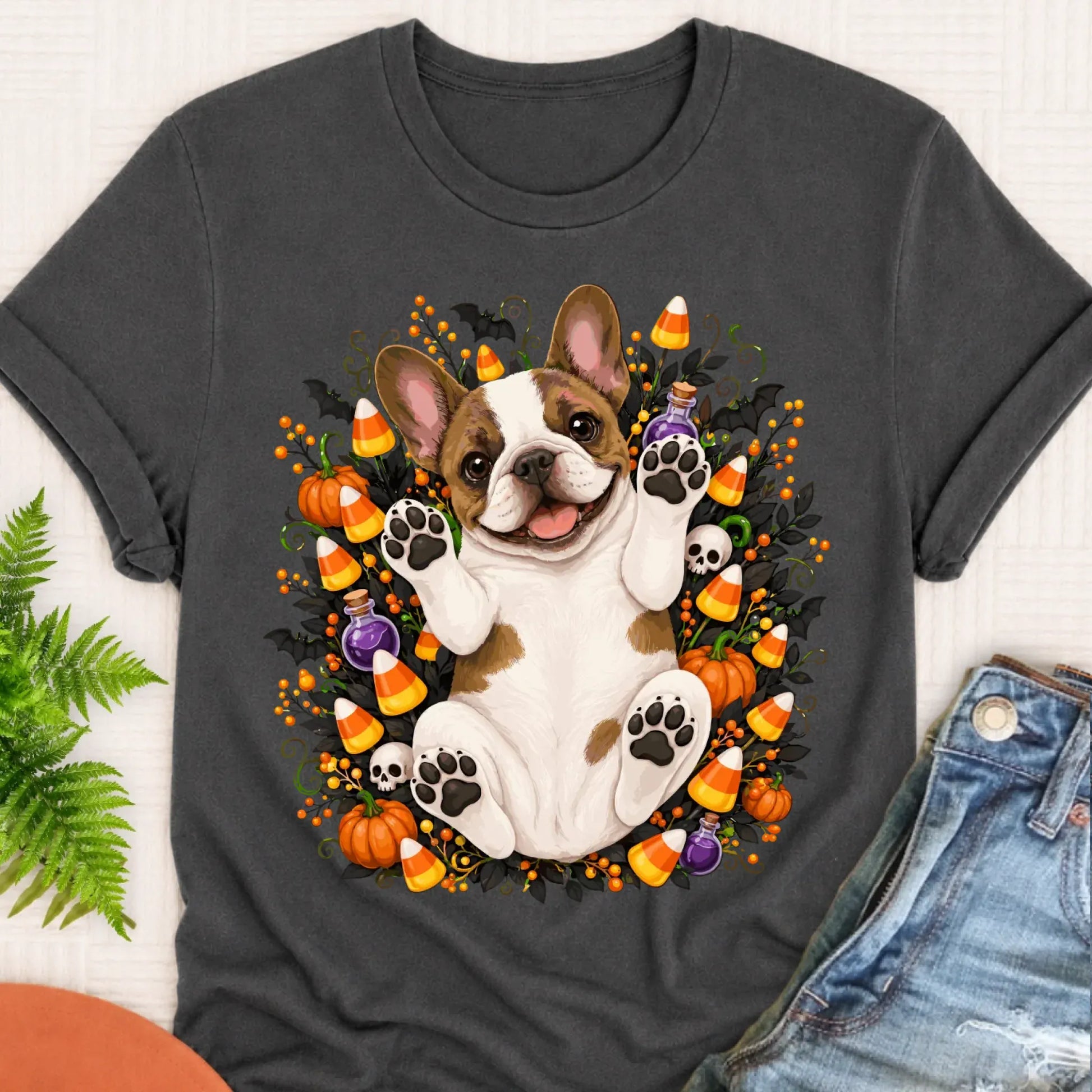 T-Shirt Pepper / S Custom Frenchie Bulldog Halloween Cute Unisex Tshirt