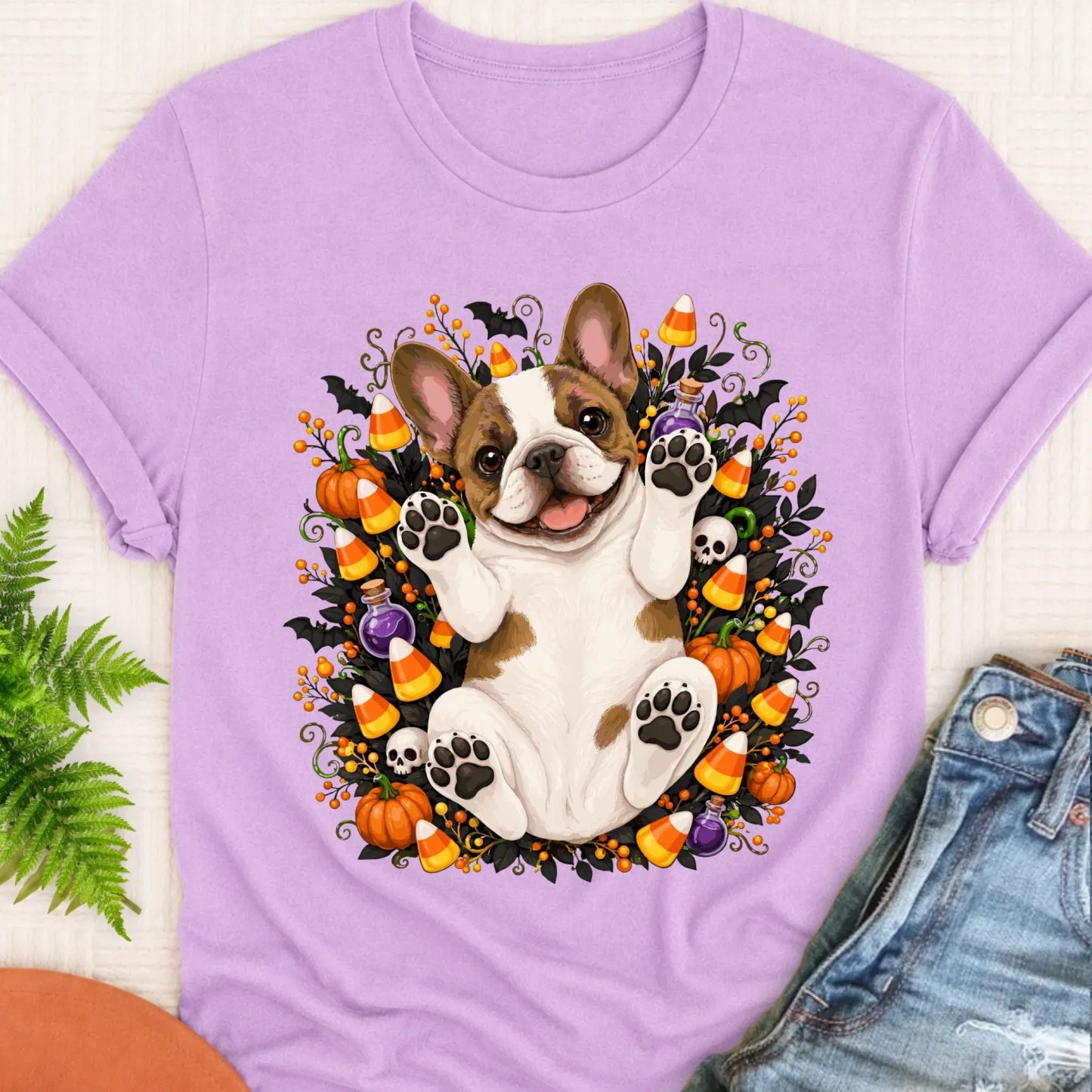 T-Shirt Orchid / S Custom Frenchie Bulldog Halloween Cute Unisex Tshirt