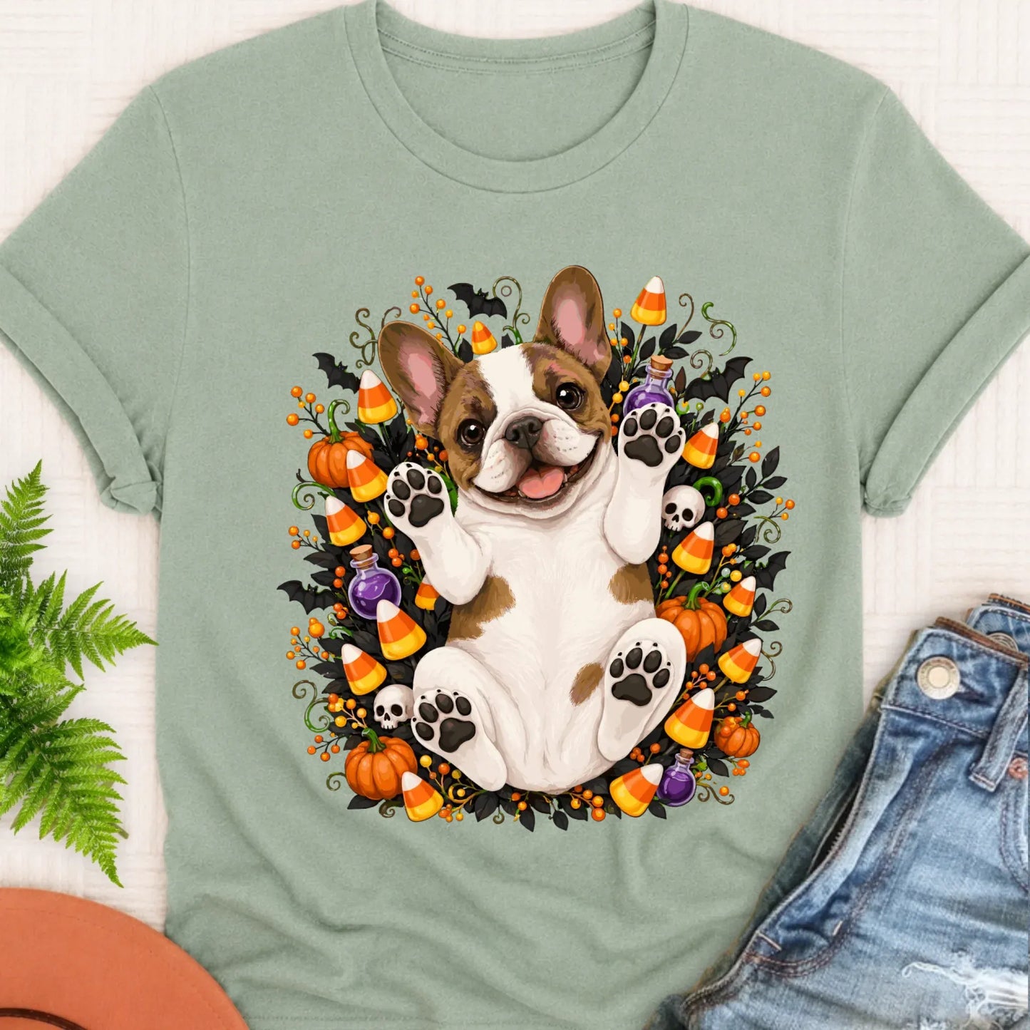 T-Shirt Bay / S Custom Frenchie Bulldog Halloween Cute Unisex Tshirt