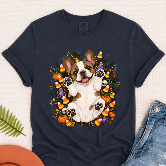 Custom Frenchie Bulldog Halloween Cute Unisex Tshirt Pepper 3XL
