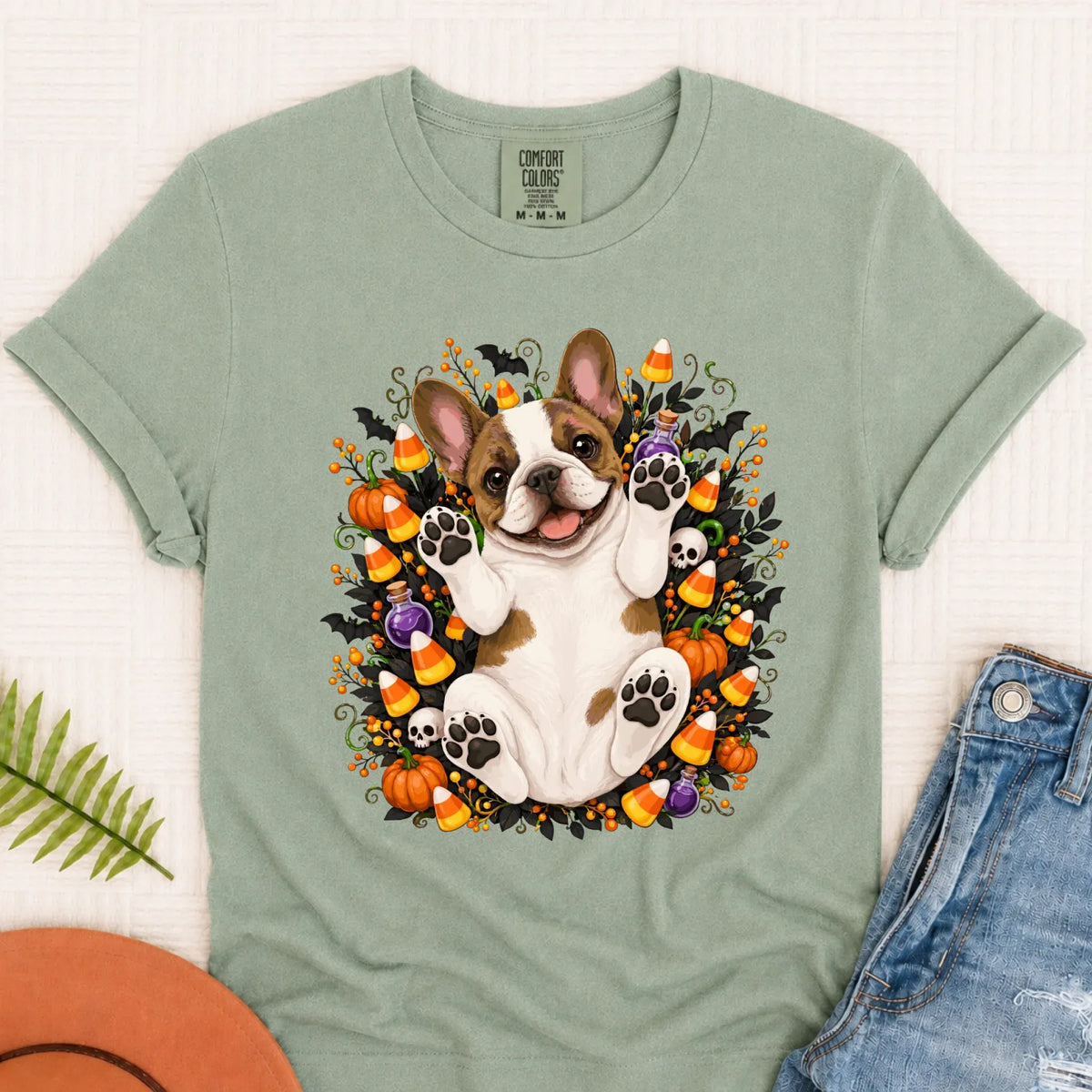 Custom Frenchie Bulldog Halloween Cute Unisex Tshirt Bay