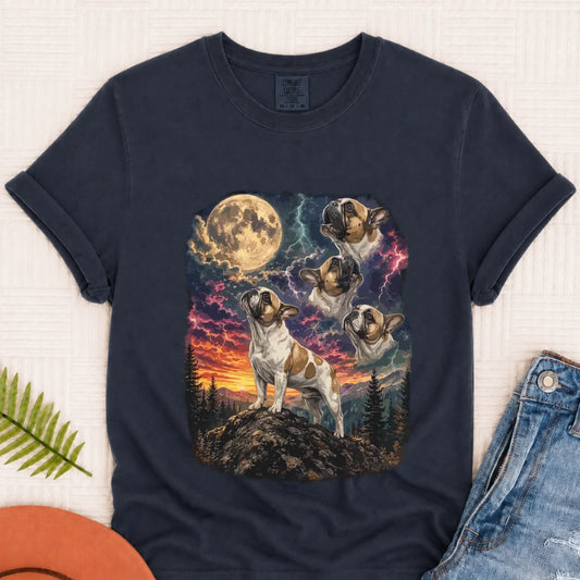 Custom Frenchie Bulldog Night Howling Unisex Tshirt Blue Jean