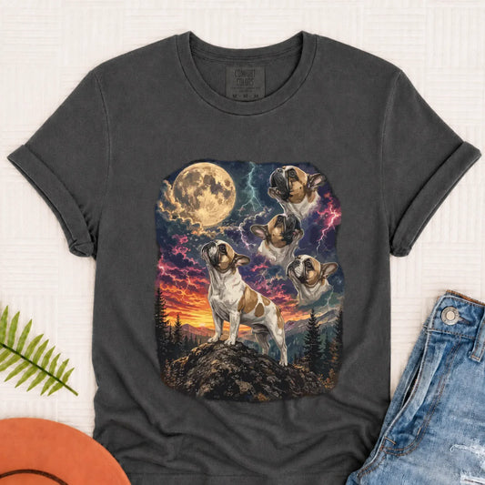 Custom Frenchie Bulldog Night Howling Unisex Tshirt Pepper