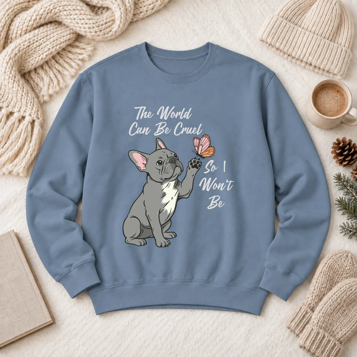 Customizer 1466 LW Sweatshirt Dark / Blue Jean / M Custom Frenchie Bulldog Peace Unisex Sweatshirt