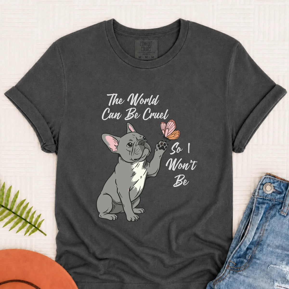 Customizer Monster Dark 1717 / Pepper / S Custom Frenchie Bulldog Peace Unisex Tshirt