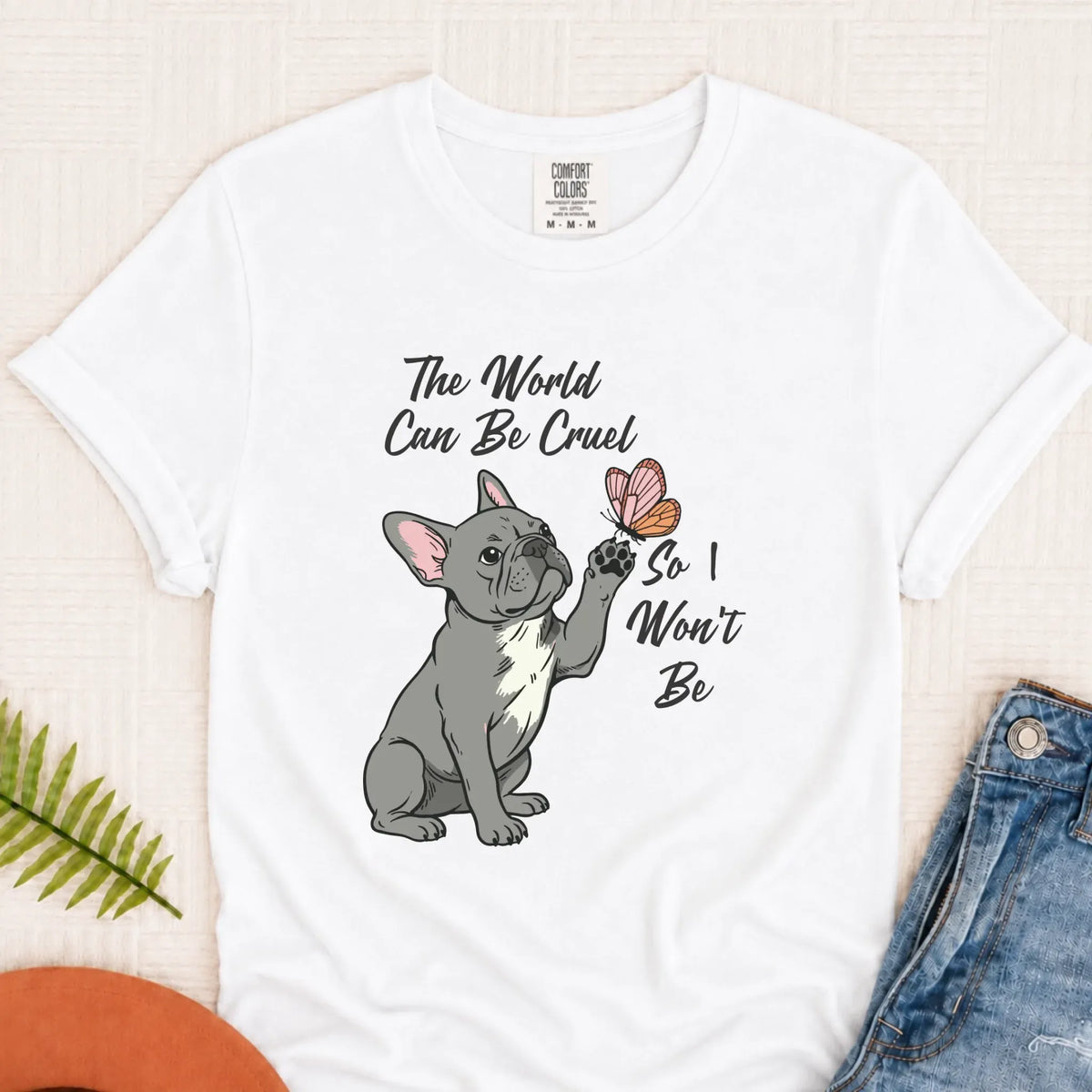 Customizer Monster Light 1717 / White / S Custom Frenchie Bulldog Peace Unisex Tshirt