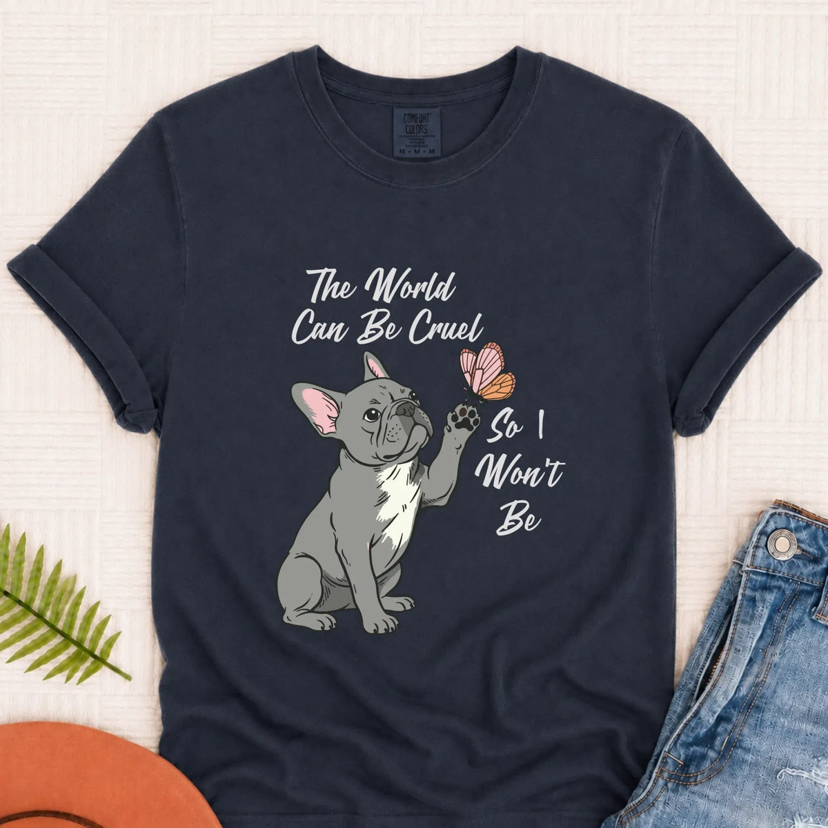 Customizer Monster Dark 1717 / Navy / S Custom Frenchie Bulldog Peace Unisex Tshirt