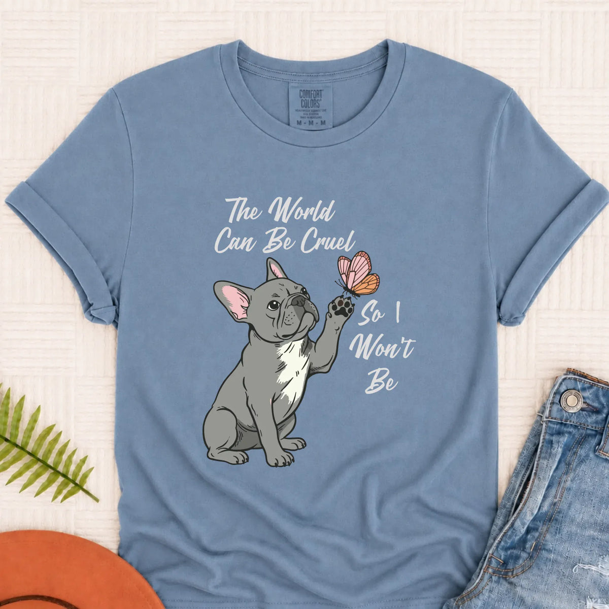 Customizer Monster Dark 1717 / Blue Jean / S Custom Frenchie Bulldog Peace Unisex Tshirt