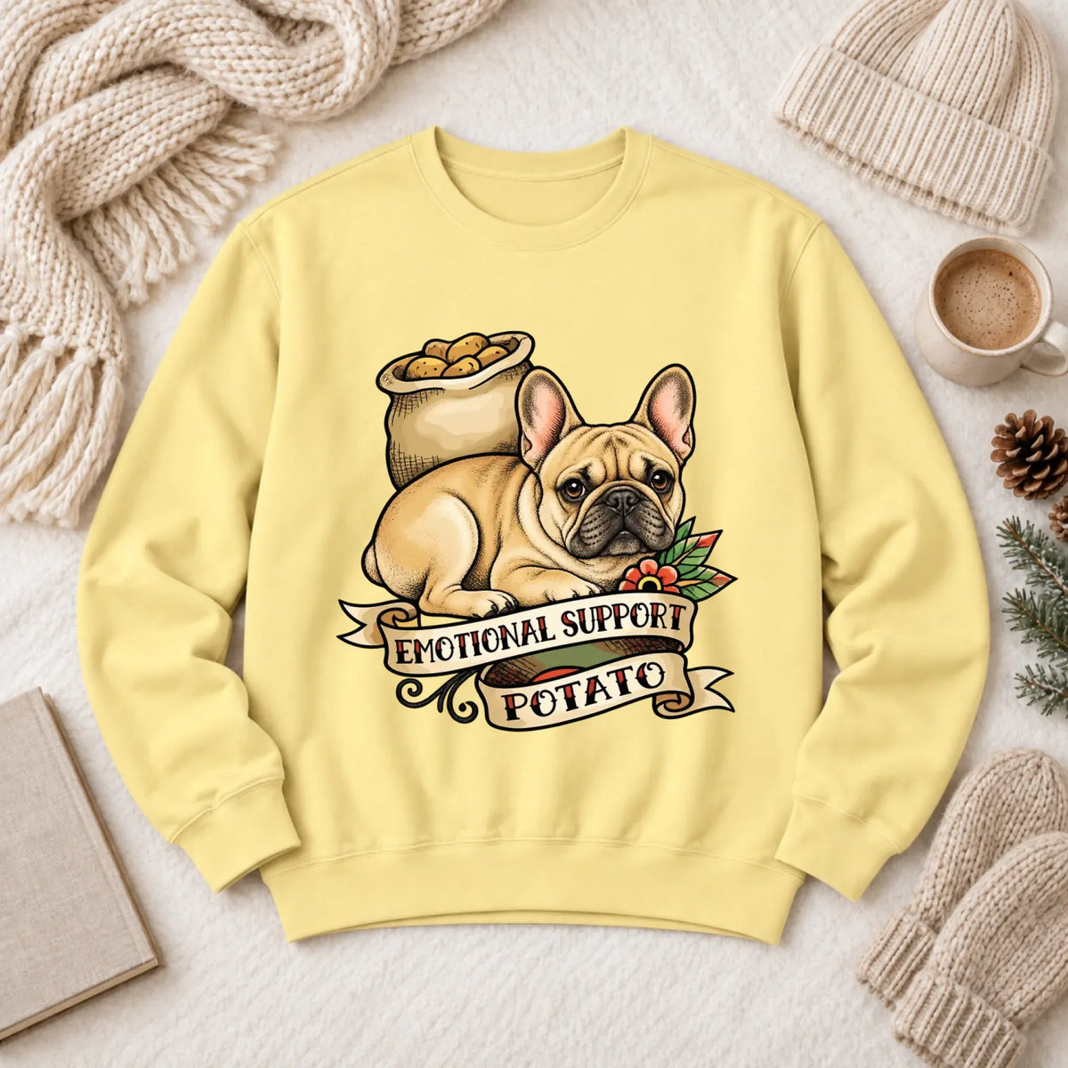 Custom Frenchie Bulldog Potato Unisex Sweatshirt Butter