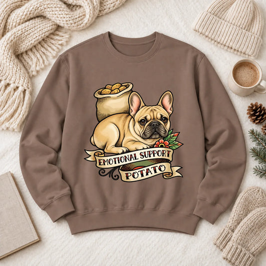 Custom Frenchie Bulldog Potato Unisex Sweatshirt Espresso