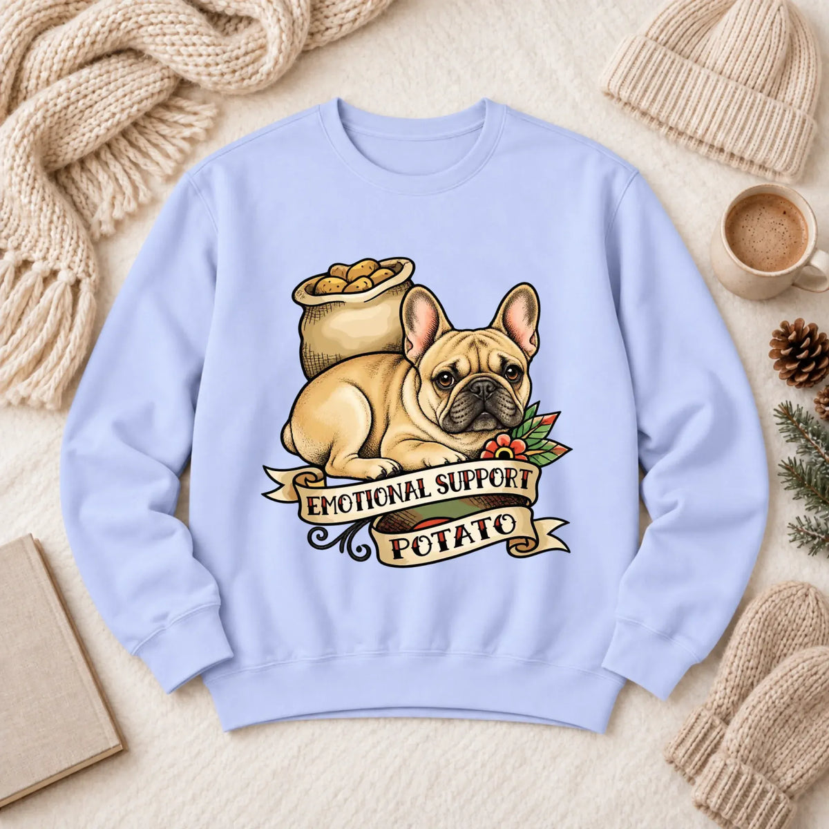 Custom Frenchie Bulldog Potato Unisex Sweatshirt Hydrangea