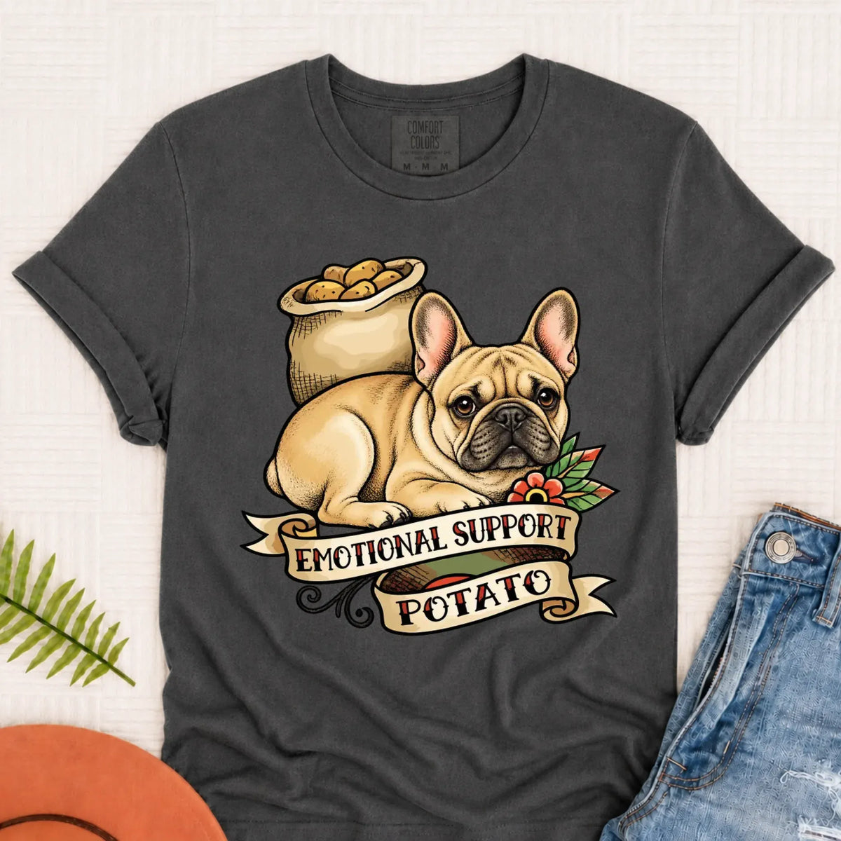 Custom Frenchie Bulldog Potato Unisex TShirt Pepper