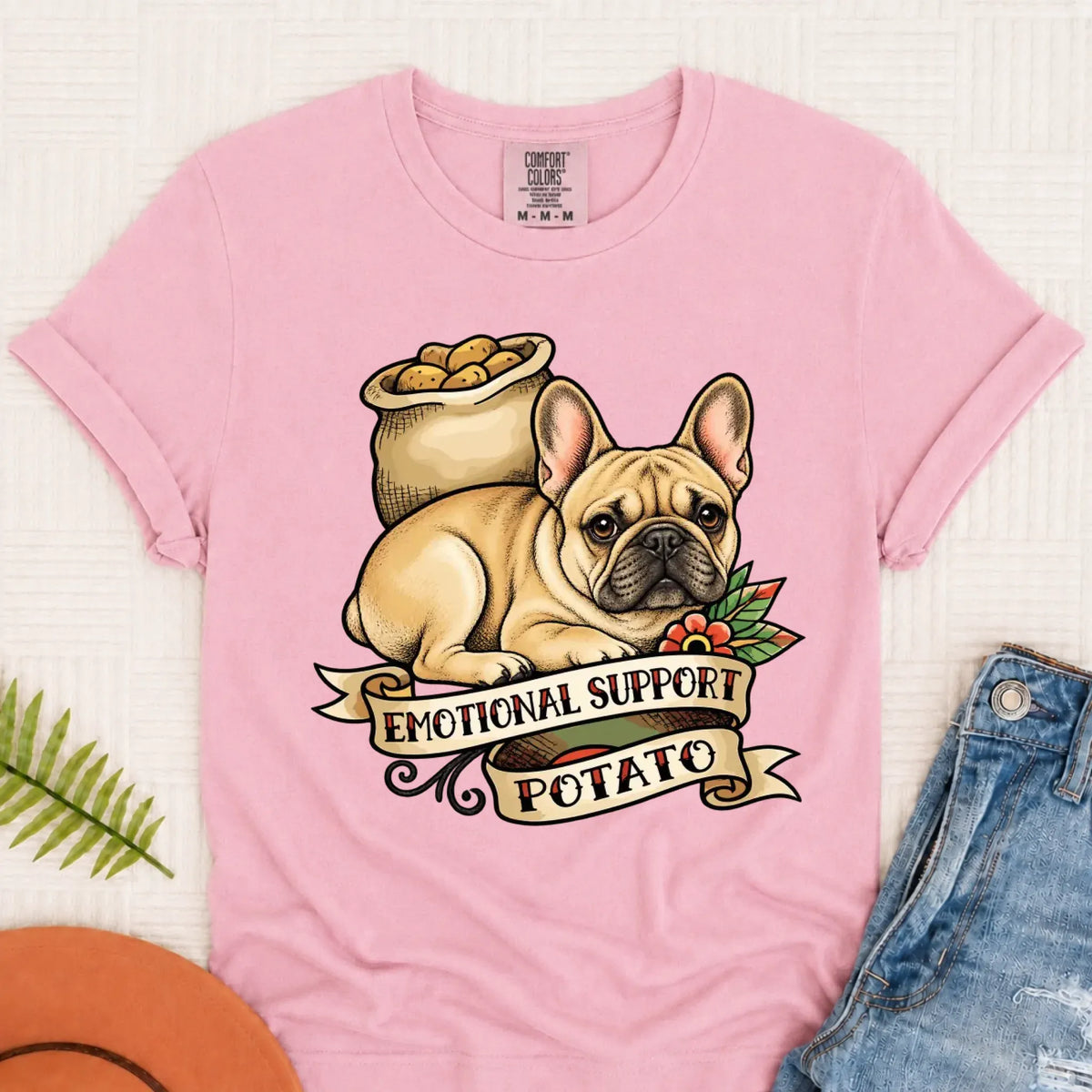 Custom Frenchie Bulldog Potato Unisex TShirt Blossom