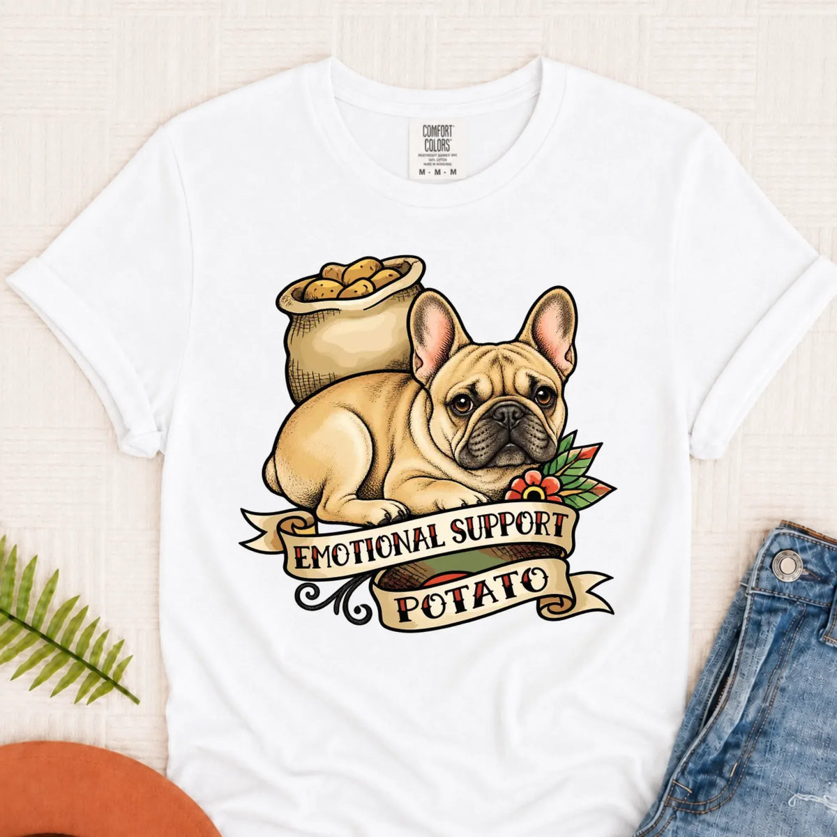 Custom Frenchie Bulldog Potato Unisex TShirt White