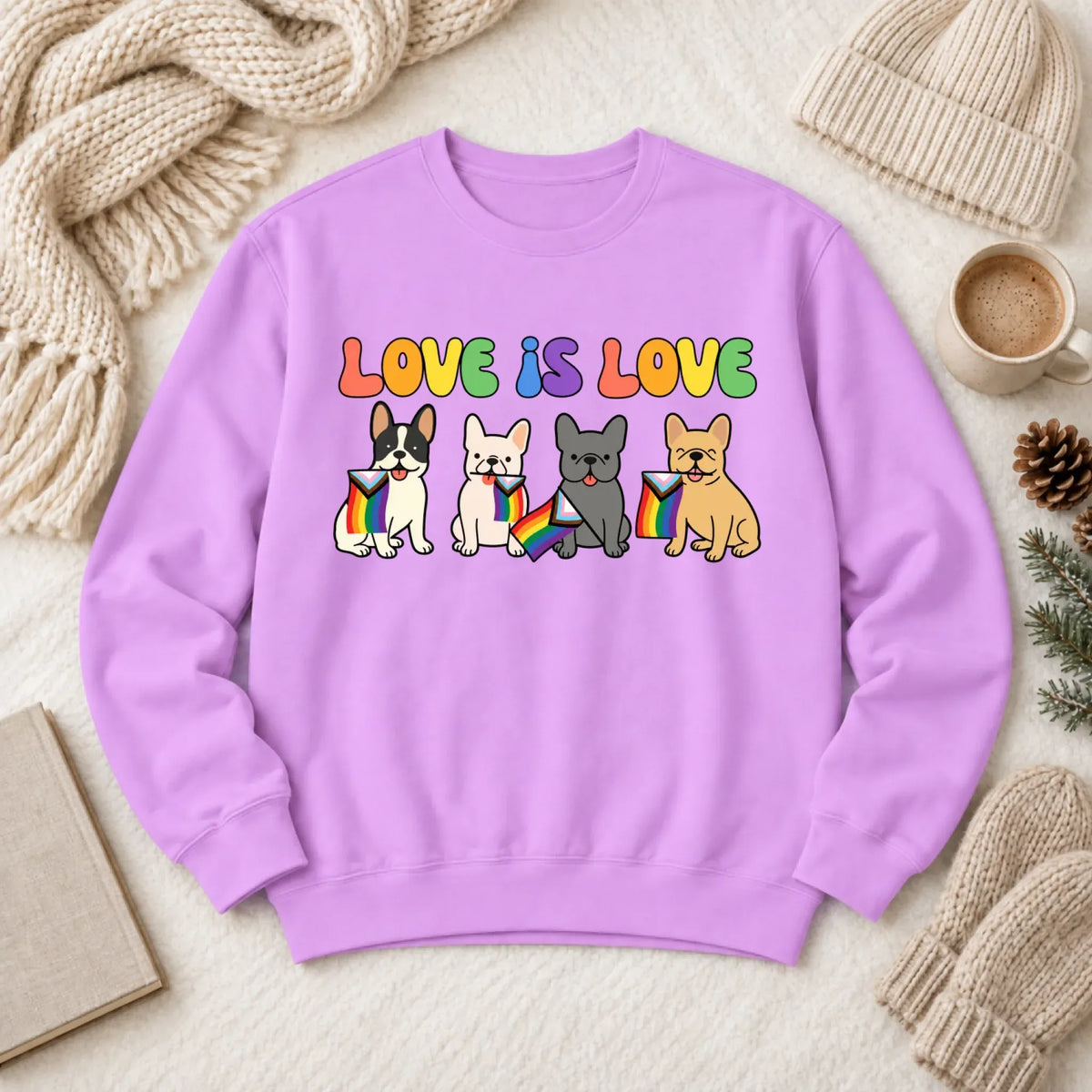 Sweatshirt Neon Violet / S Custom Frenchie Bulldog Pride LGBTQ Unisex Sweatshirt