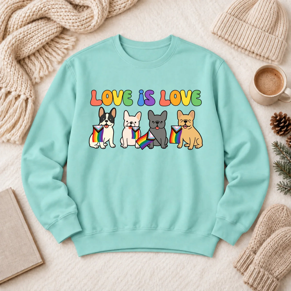 Sweatshirt Chalky Mint / S Custom Frenchie Bulldog Pride LGBTQ Unisex Sweatshirt