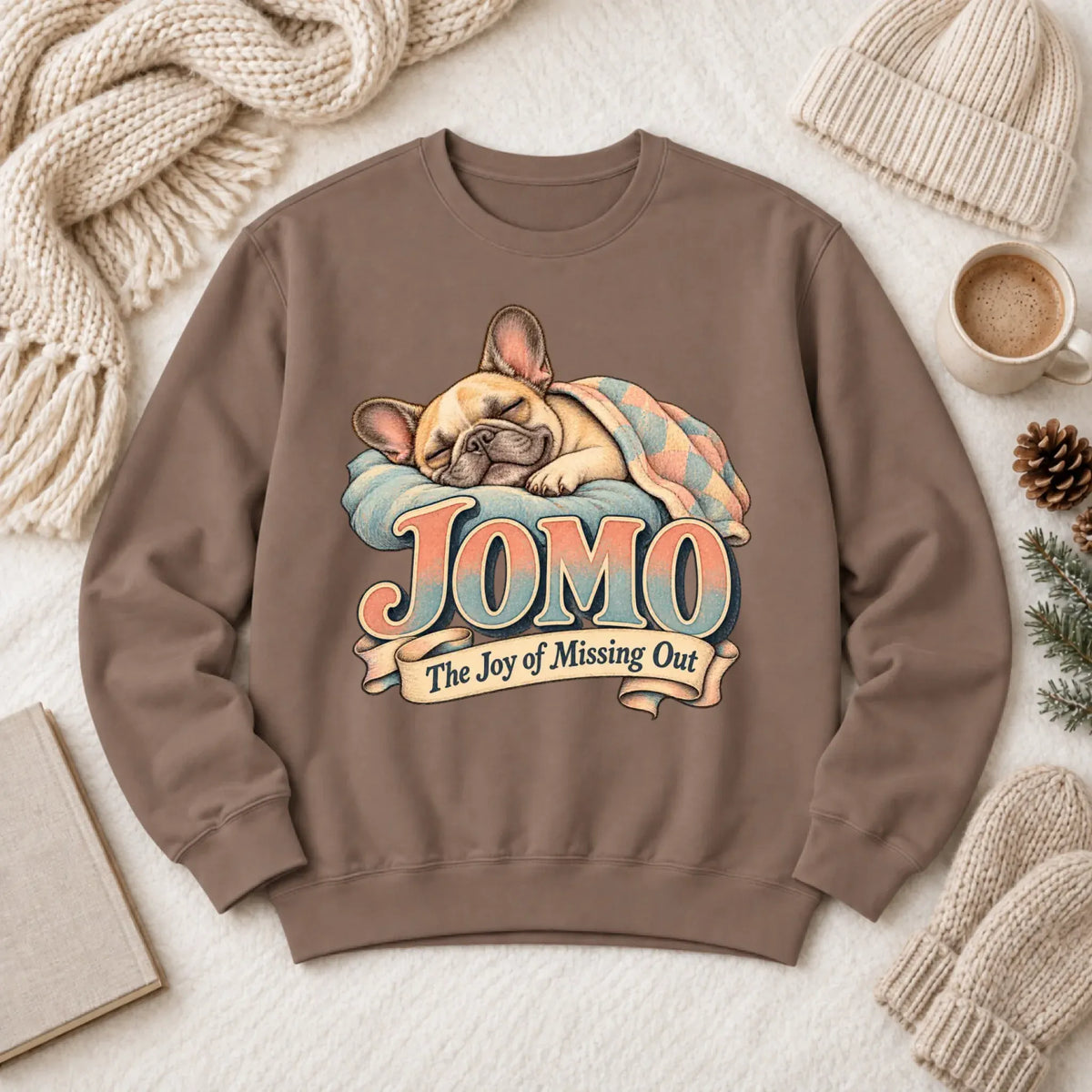 Custom Frenchie Bulldog Sleeping In Unisex Sweatshirt Espresso