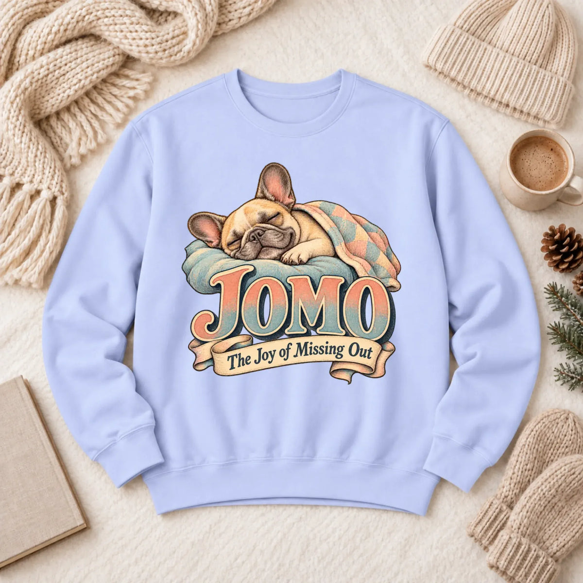 Custom Frenchie Bulldog Sleeping In Unisex Sweatshirt Hydrangea