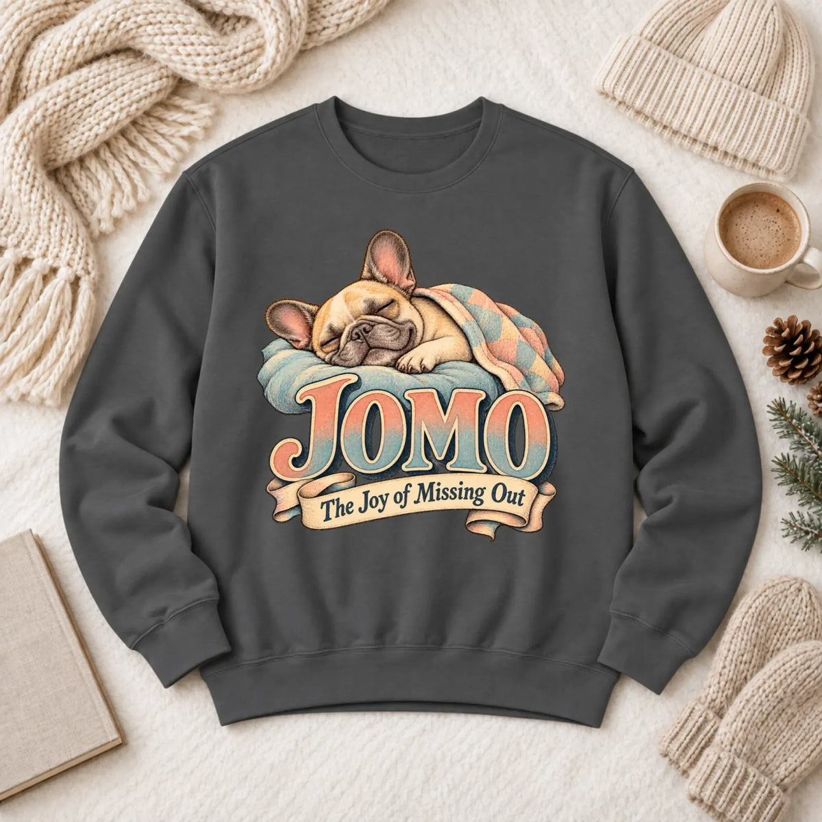Custom Frenchie Bulldog Sleeping In Unisex Sweatshirt Pepper