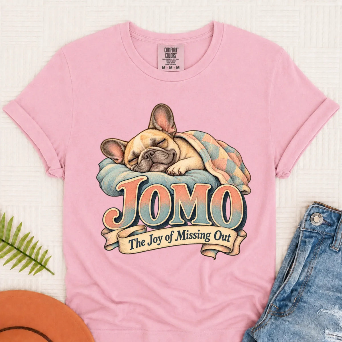 Custom Frenchie Bulldog Sleeping In Unisex TShirt Blossom