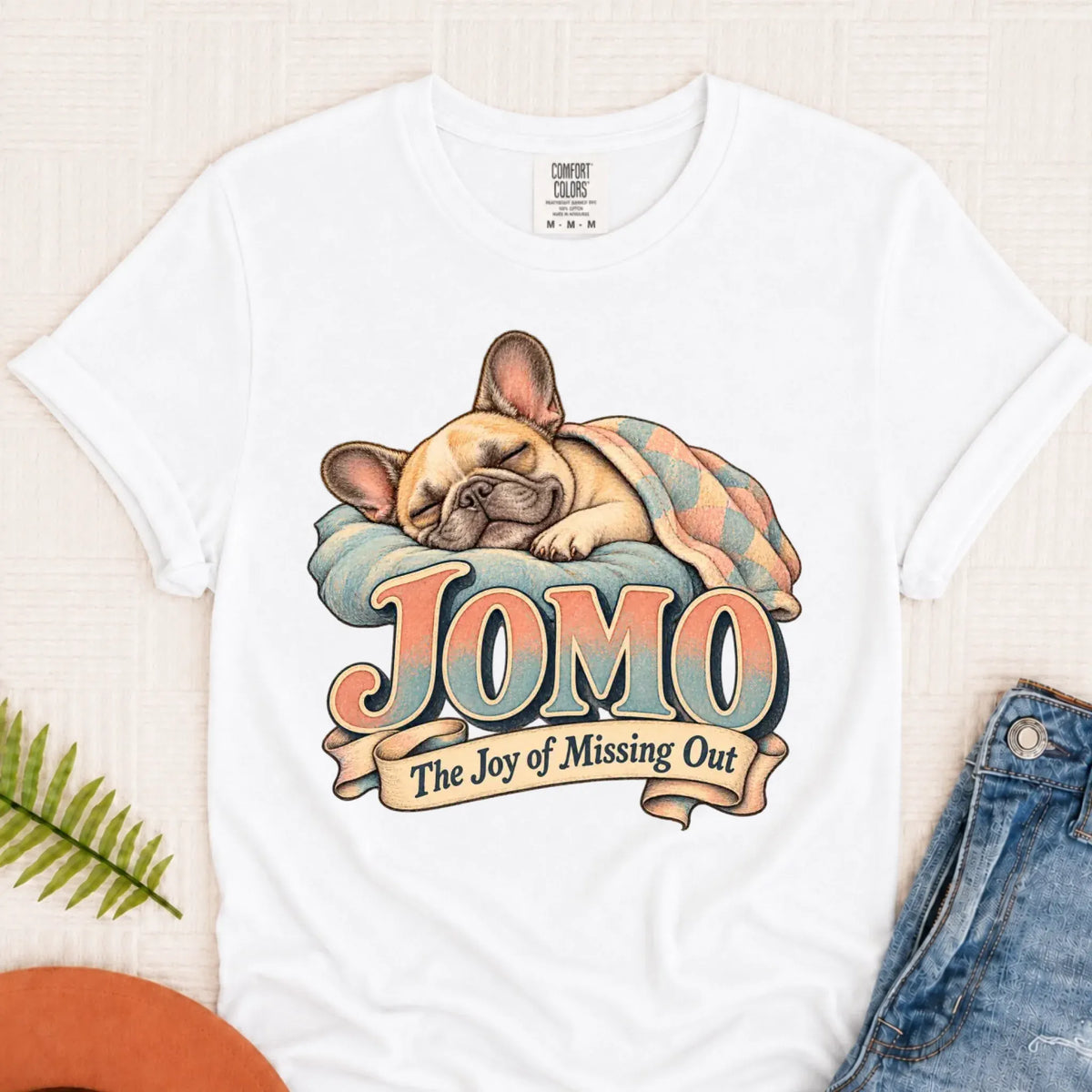 Custom Frenchie Bulldog Sleeping In Unisex TShirt White